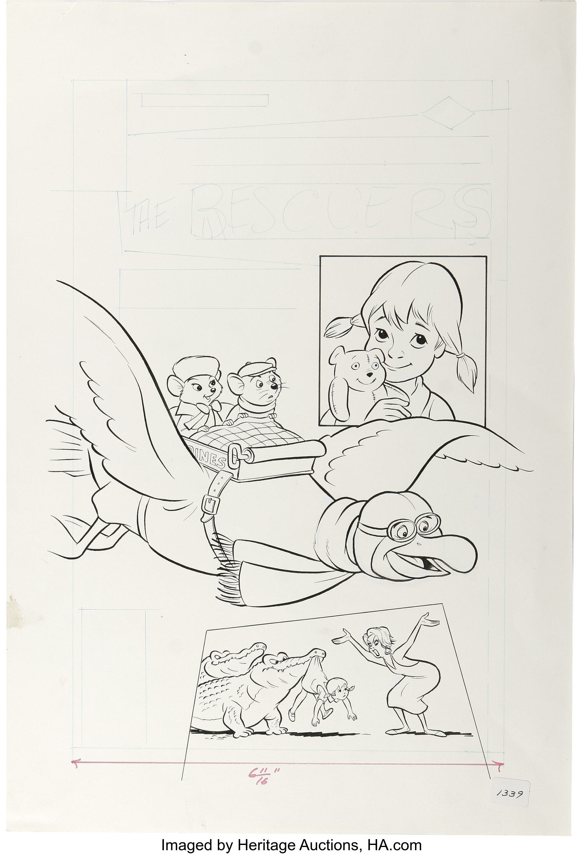 Walt Disney Showcase #40, The Rescuers Cover Original Art (Gold | Lot ...