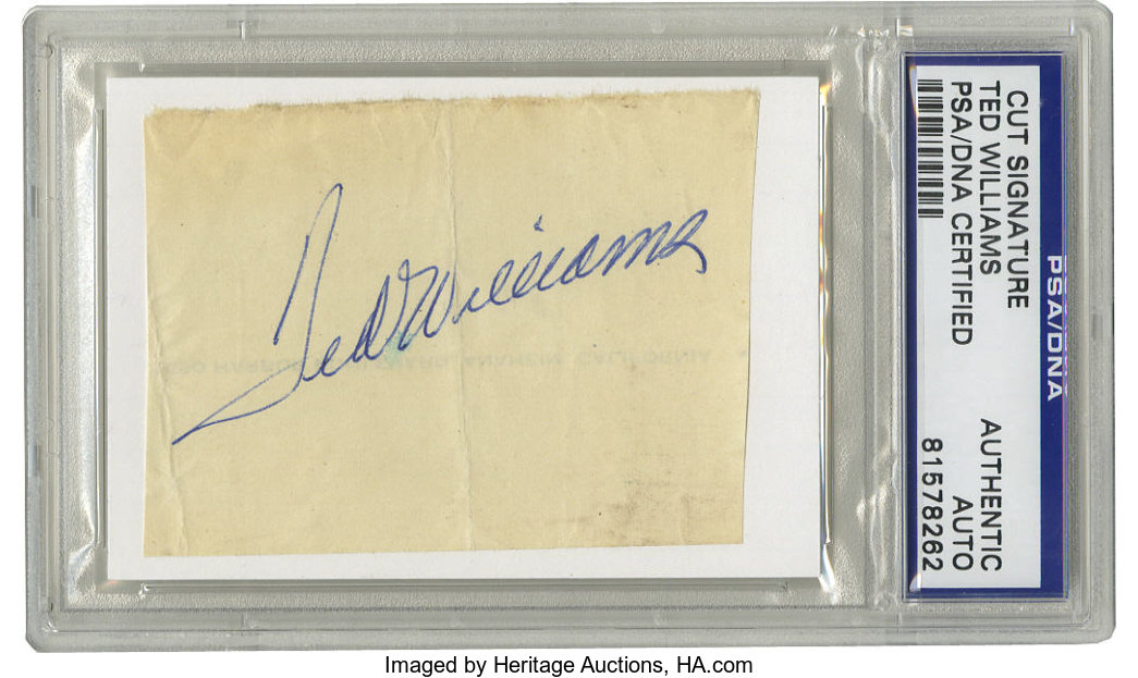 Ted Williams Signed Cut Signature. Strong blue ink signature was, Lot  #10428