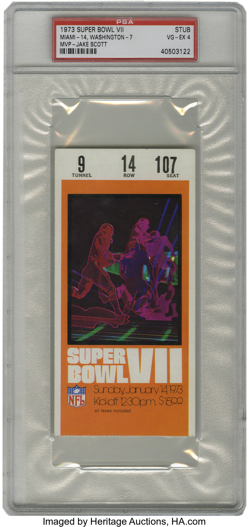 1973 Super Bowl VII Football Ticket Stub PSA VG-EX 4. Offered is a, Lot  #10594