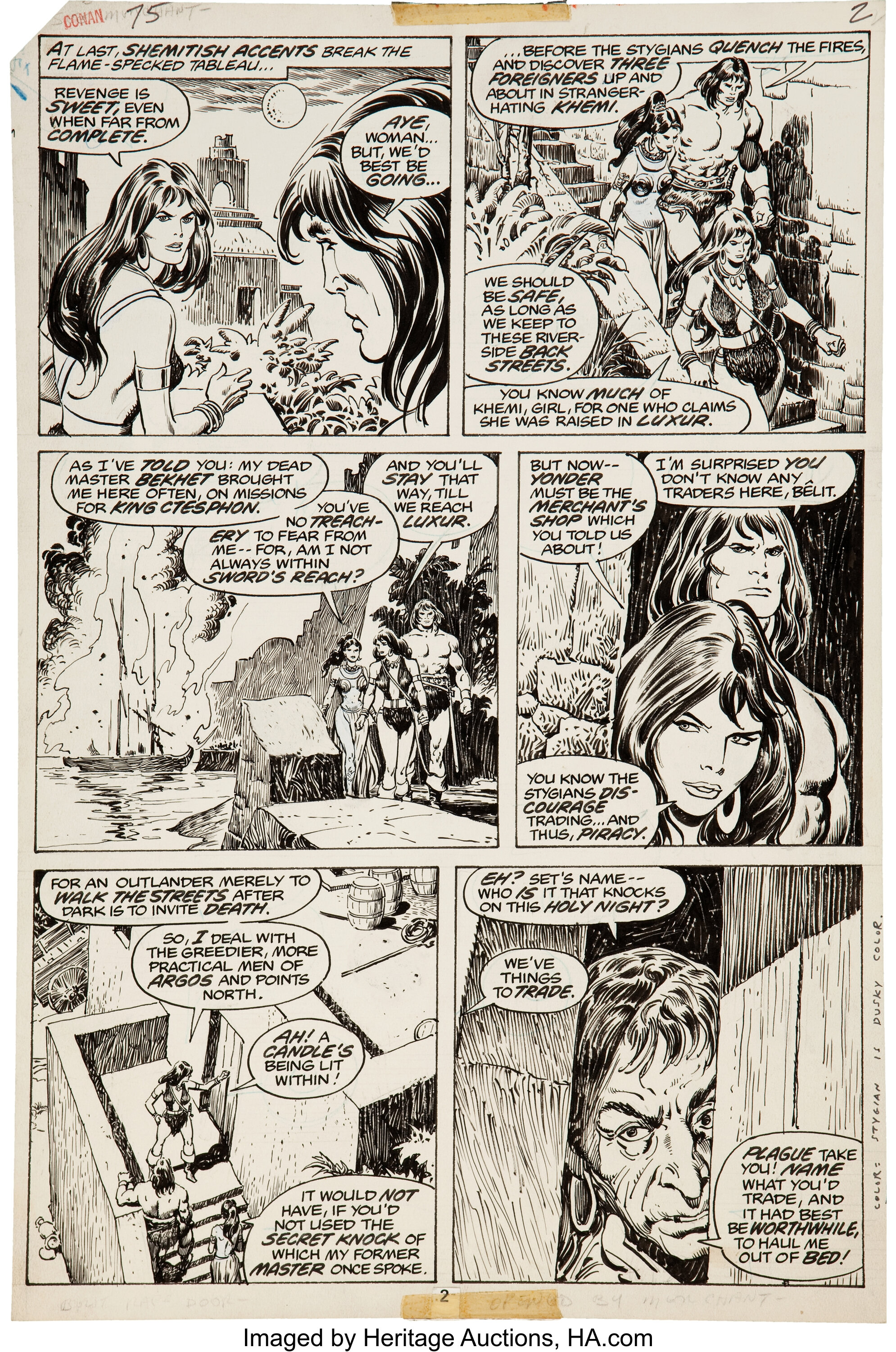 John Buscema and Ernie Chan Conan the Barbarian #75 page 2 Original ...