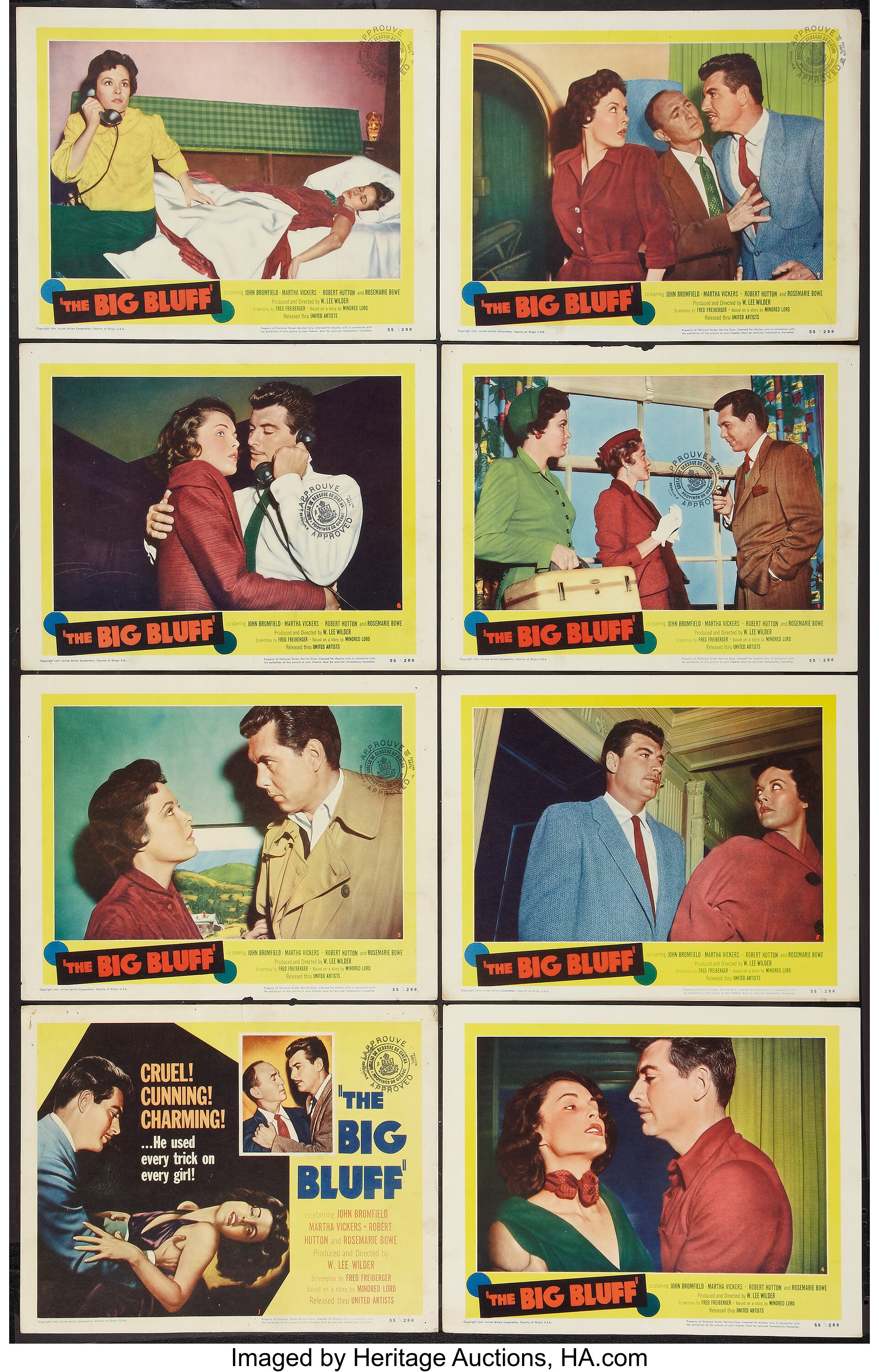 The Big Bluff (United Artists, 1955). Lobby Card Set of 8 (11