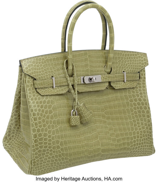 Hermes Birkin 35 Braise Porosus Crocodile Bag Palladium Hardware