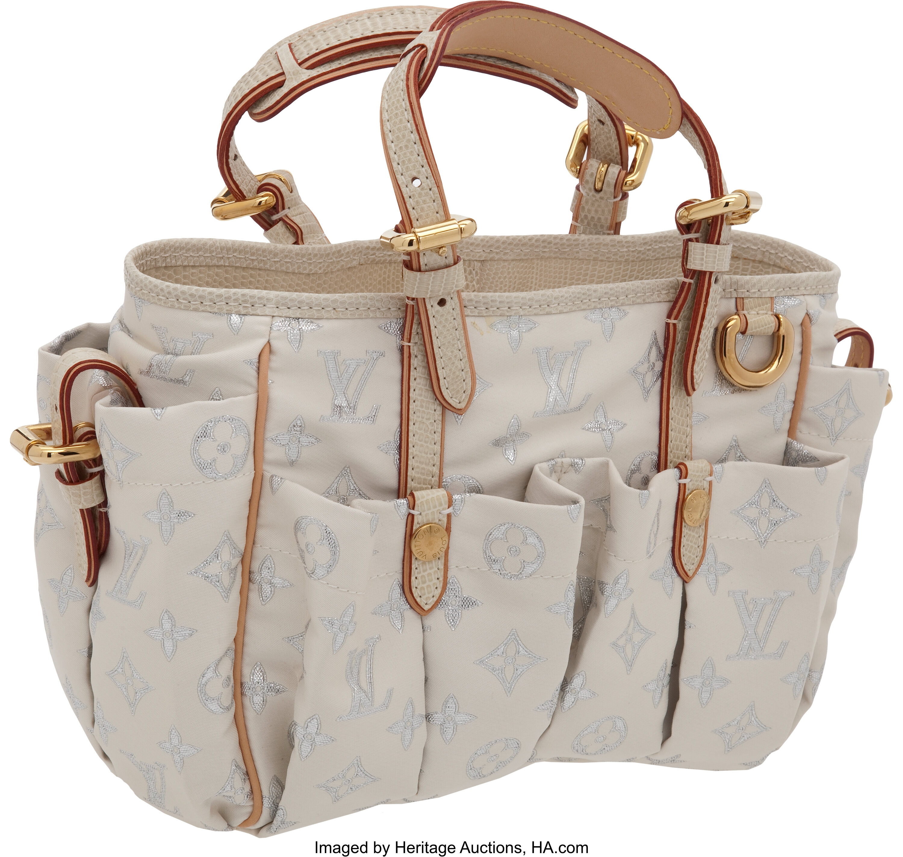 Louis Vuitton Rare White Pastel Glitter Monogram Cabas Show Bag