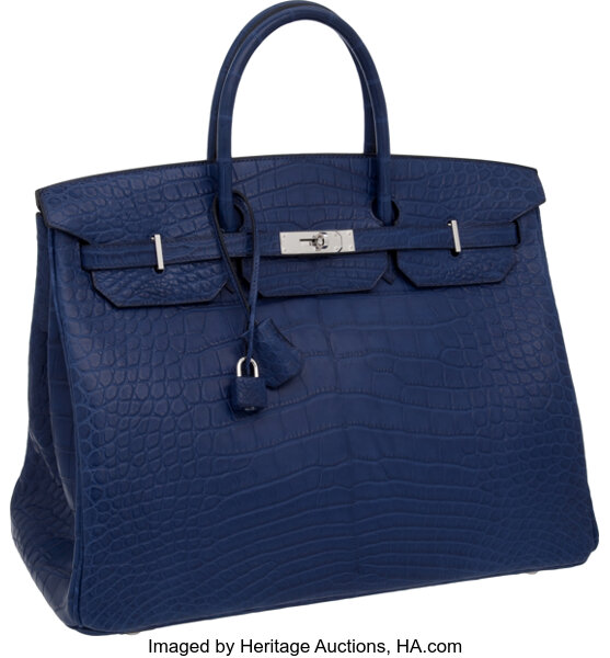 Hermes 40cm Matte Bleu de Malte Alligator Birkin Bag with Palladium, Lot  #56090