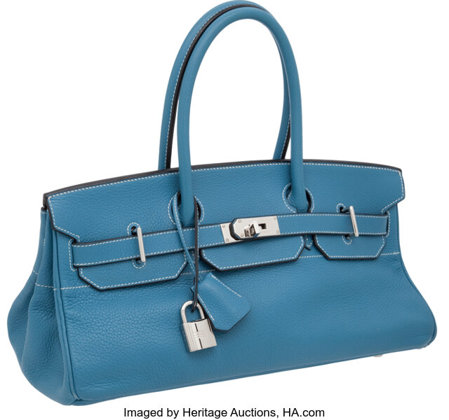 Hermes JPG Shoulder Birkin II Bag Blue Jean Clemence Leather