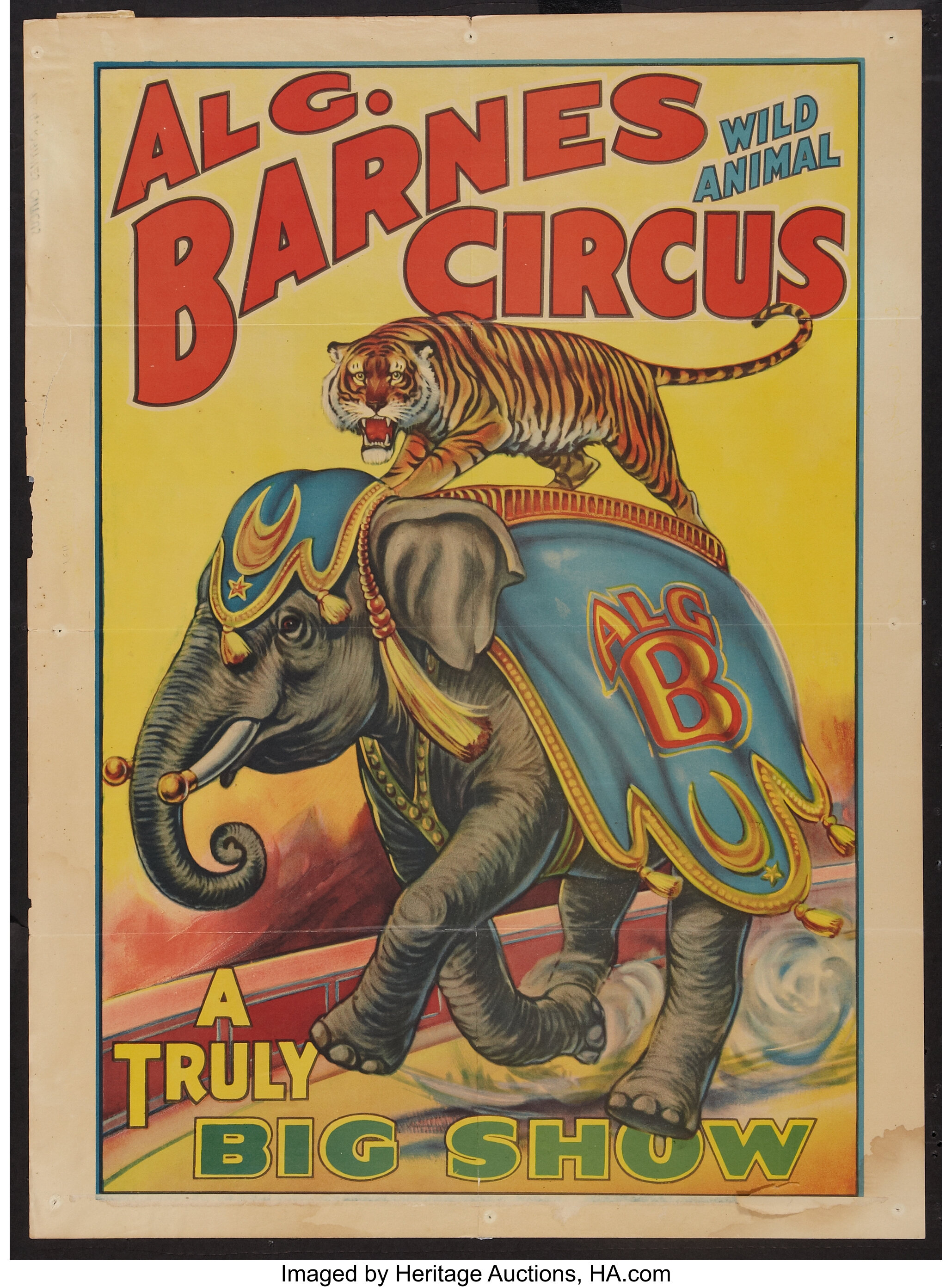 Al. G. Barnes Circus (1920s). Circus Poster (20.75