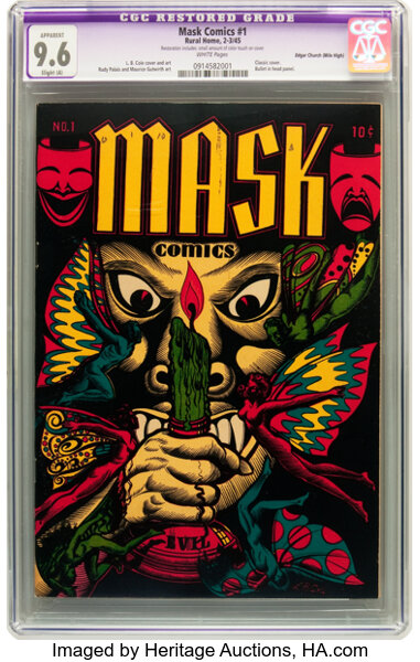 Golden Age (1938-1955):Horror, Mask Comics #1 Mile High pedigree (Rural Home, 1945) CGC ApparentNM+ 9.6 Slight (A) White pages....