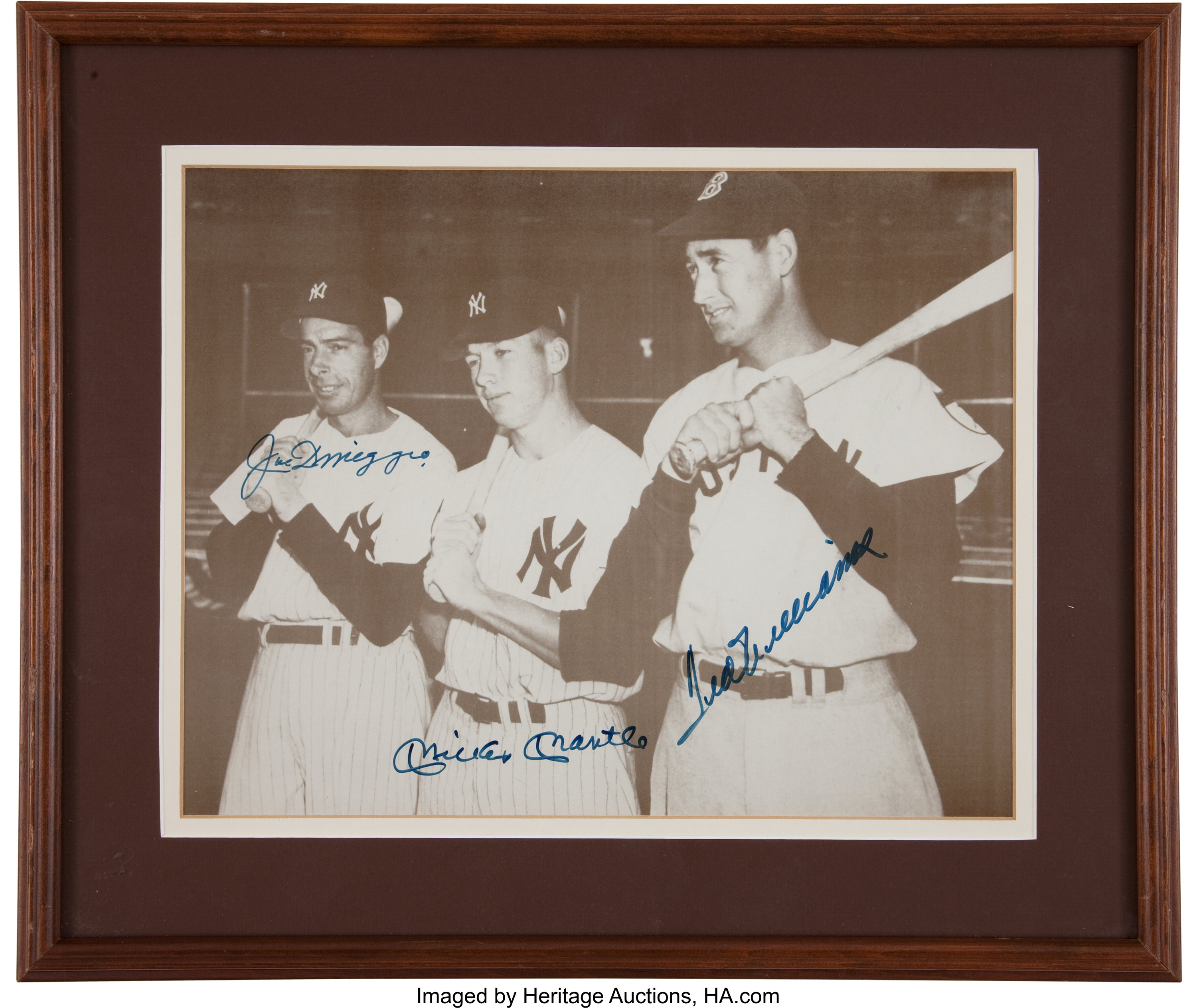 Lot Detail - JOE DIMAGGIO, MICKEY MANTLE & TED WILLIAMS SIGNED 8X10  PHOTOGRAPH