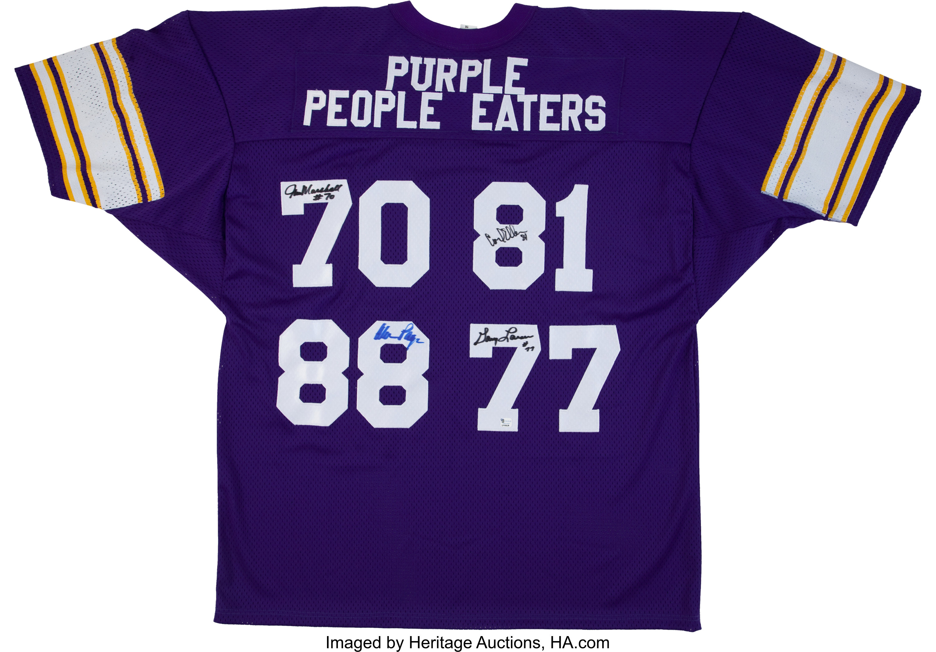 Minnesota Vikings Purple People Eaters Multi Signed Jersey., Lot  #41155