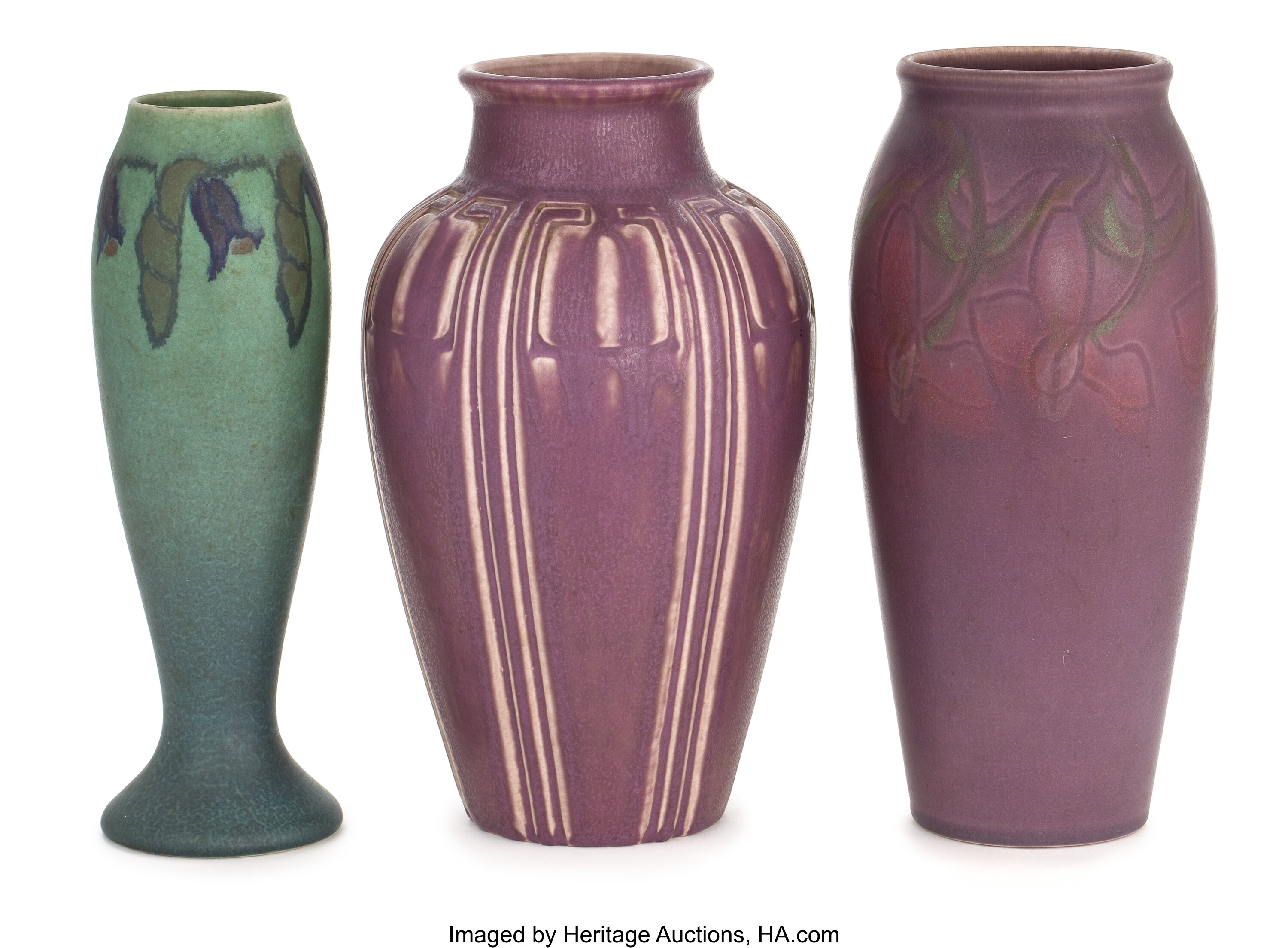 A Group Of Three Rookwood Art Pottery Vellum Vases Decorated By