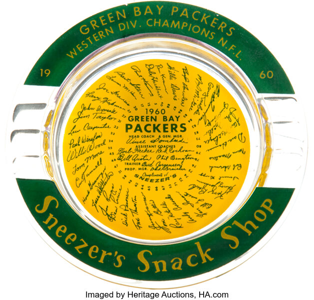 1960 Green Bay Packers 'Sneezer's Snack Shop' Original Ashtray -, Lot  #43201