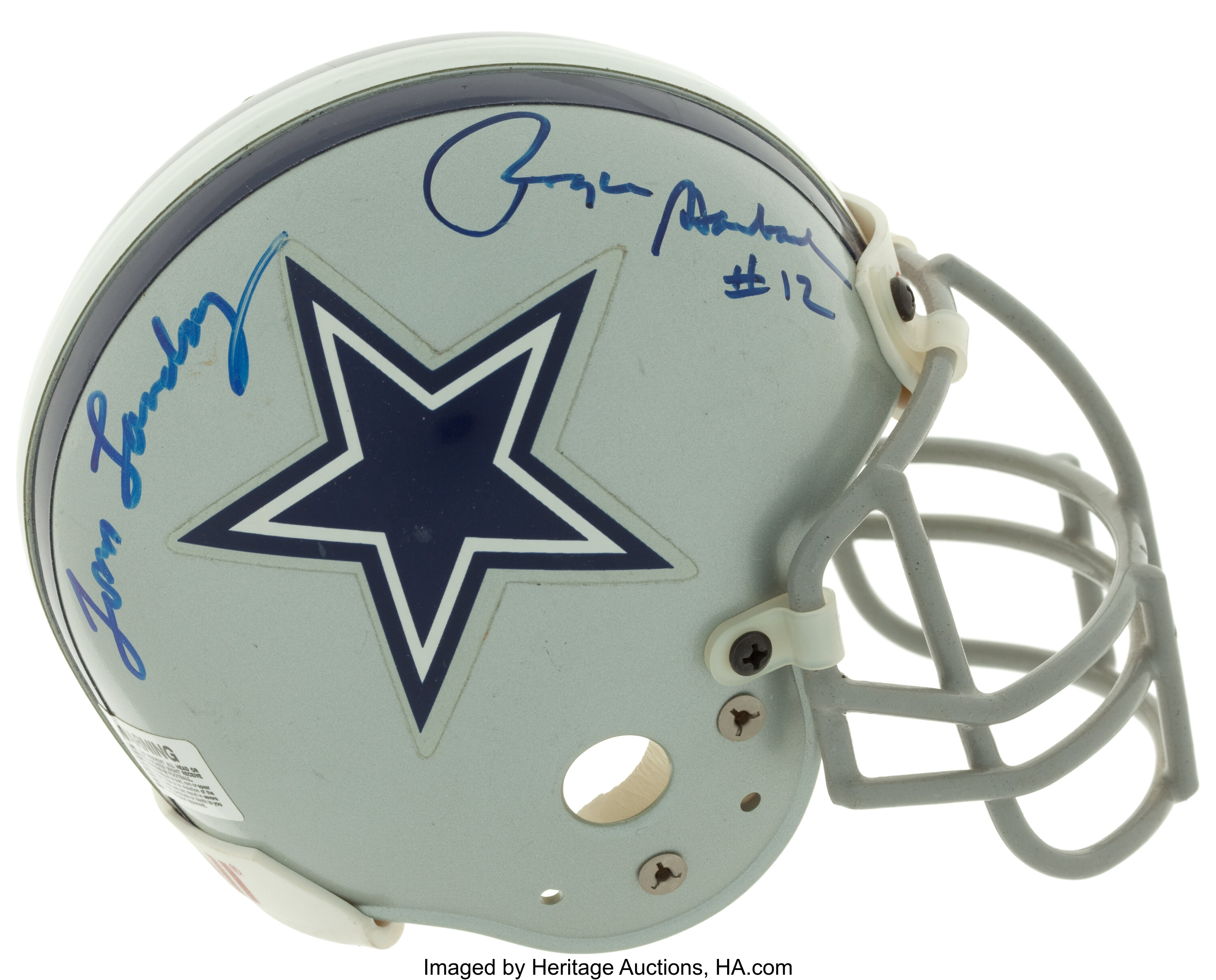 Dallas Cowboys Autographed Riddell Football Helmet Landry Staubach