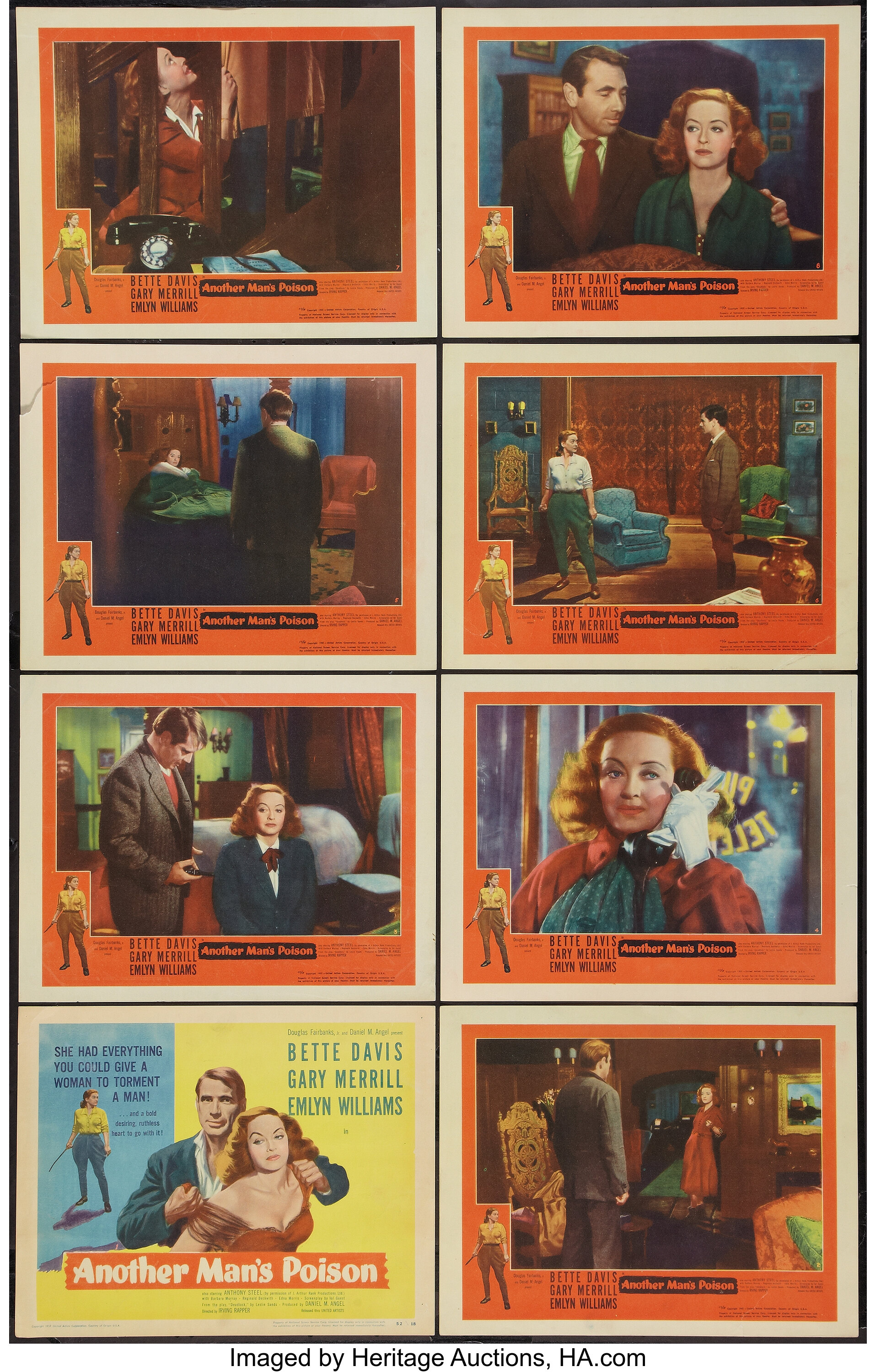 Another Man's Poison (united Artists, 1952). Lobby Card Set Of 8 