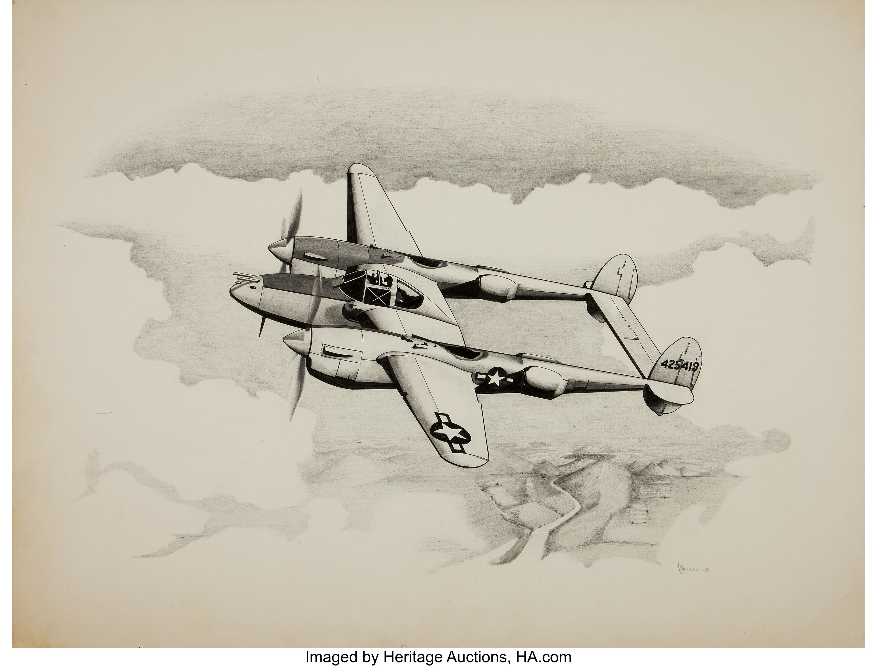 Original Ink and Graphite Drawings of World War II American Lot