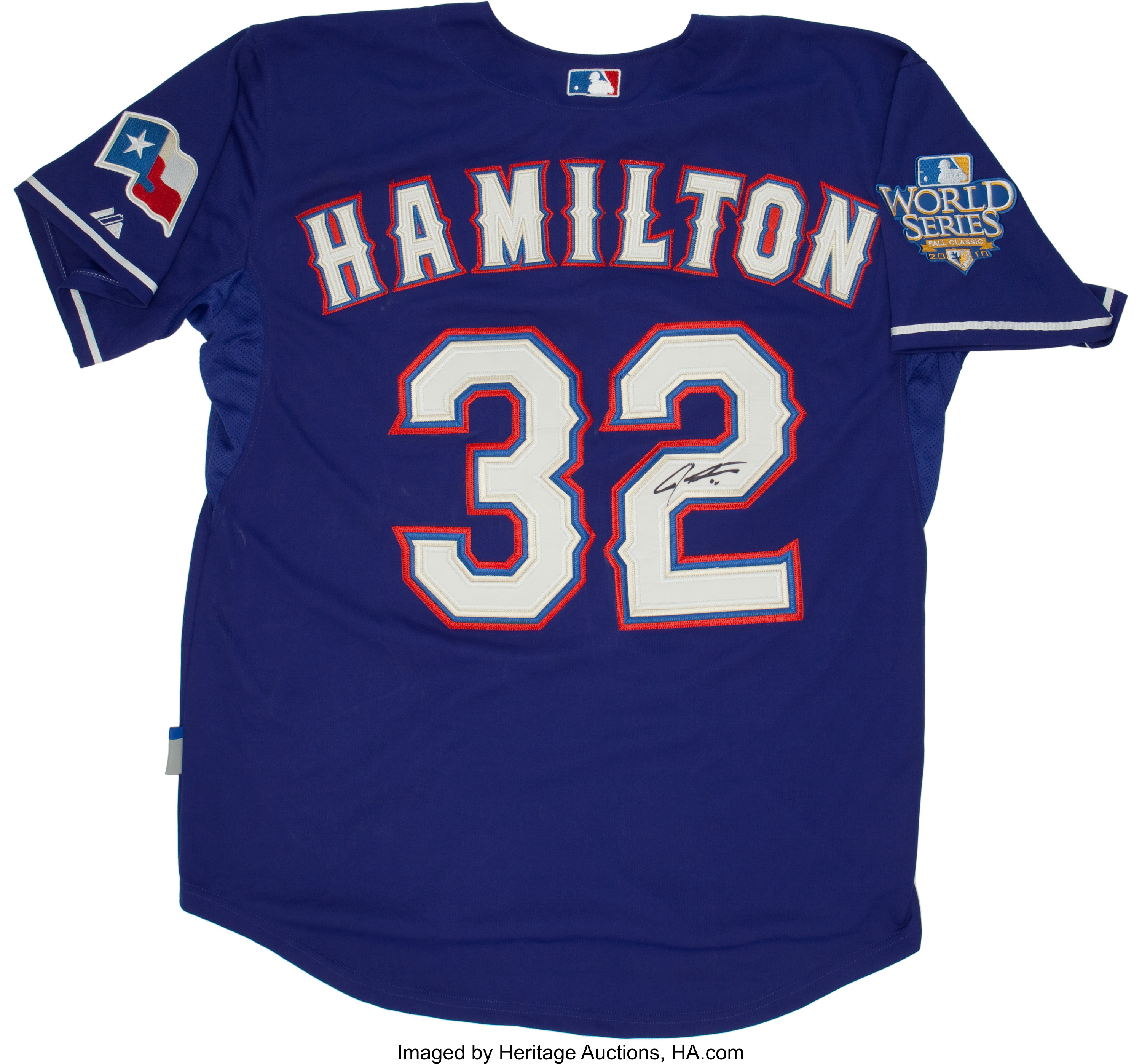 Josh Hamilton Signed Jersey. Baseball Collectibles Uniforms