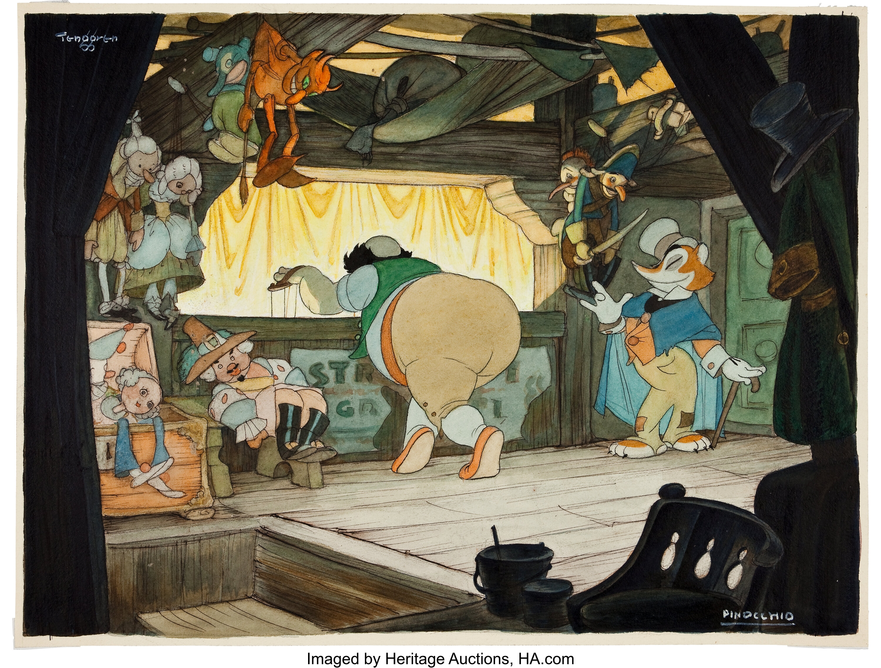 Gustaf Tenggren Pinocchio Illustration Animation Art (Walt Disney