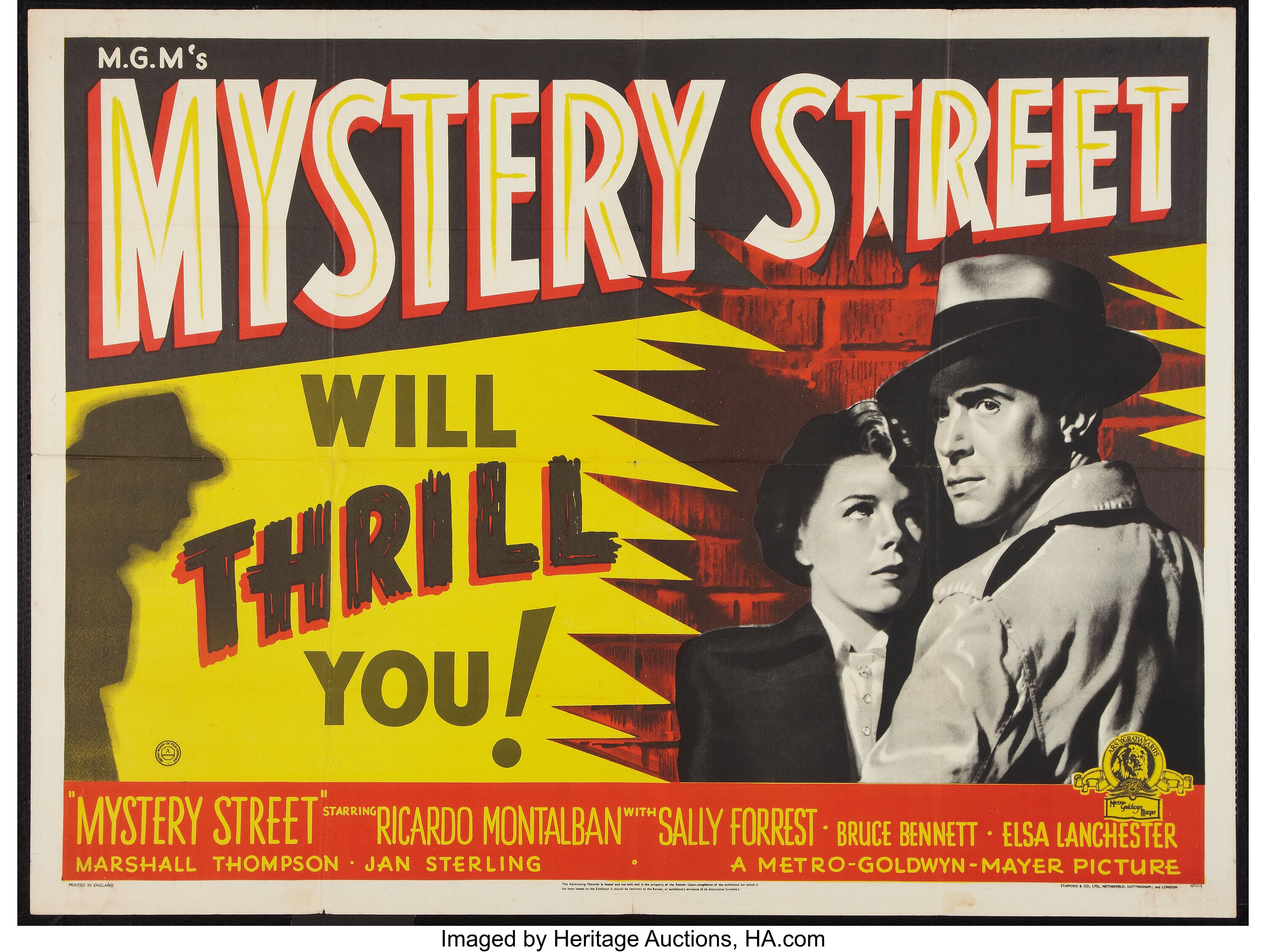 Mystery Street (MGM, 1950). British Quad (30" X 40"). Film Noir.. | Lot | Heritage Auctions