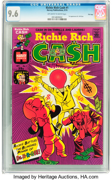 Bronze Age (1970-1979):Humor, Richie Rich Cash #1 File Copy (Harvey, 1974) CGC NM+ 9.6 Off-white to white pages....