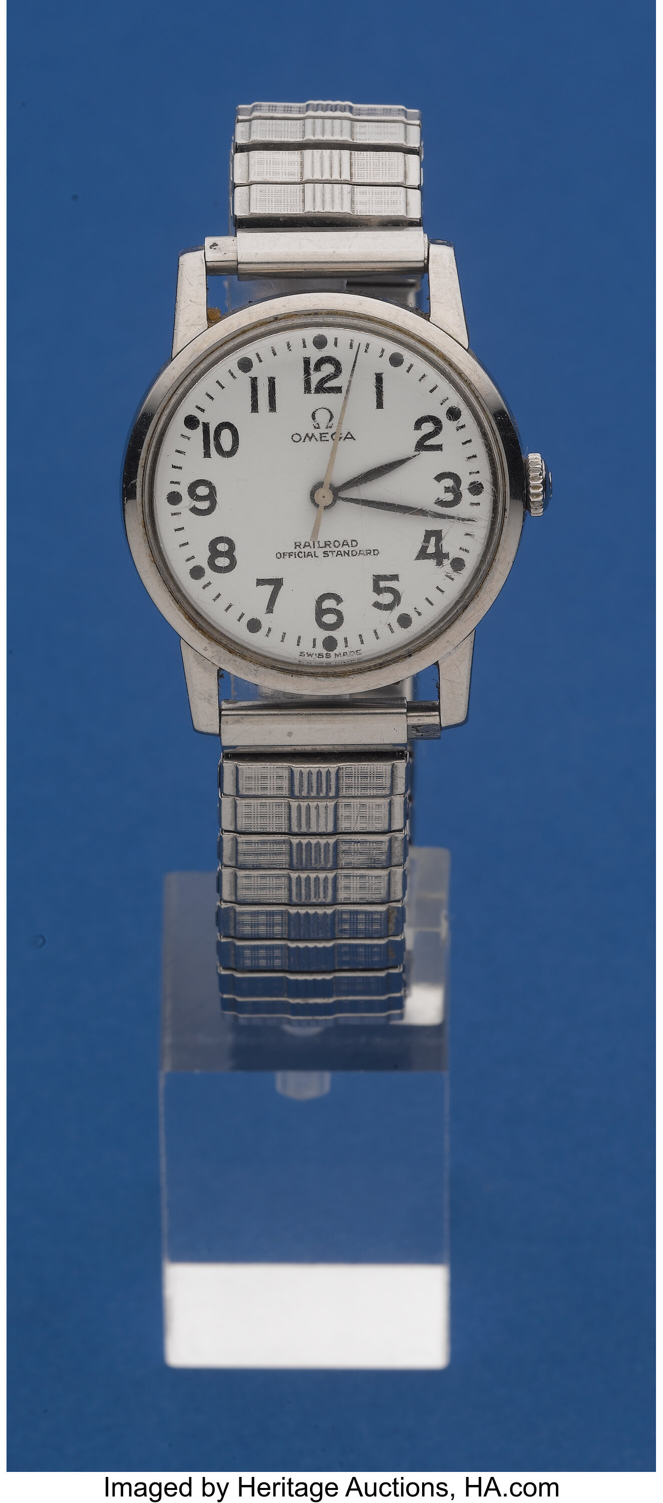 Omega Seamaster With Railroad Dial Wristwatch. Timepieces