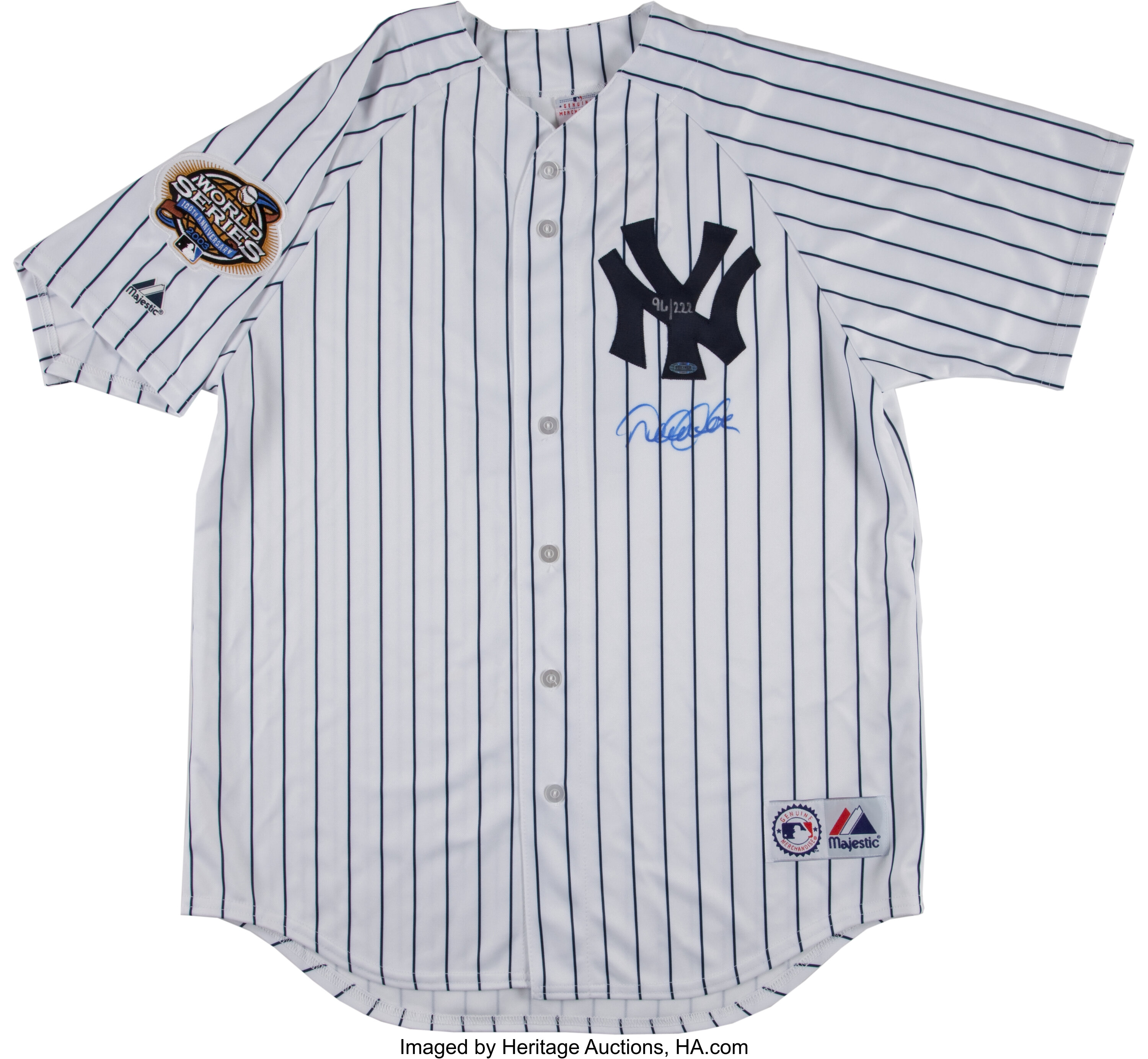 Derek Jeter Signed New York Yankees Majestic Jersey w/ 1996 World Series  Patch(JSA LOA)