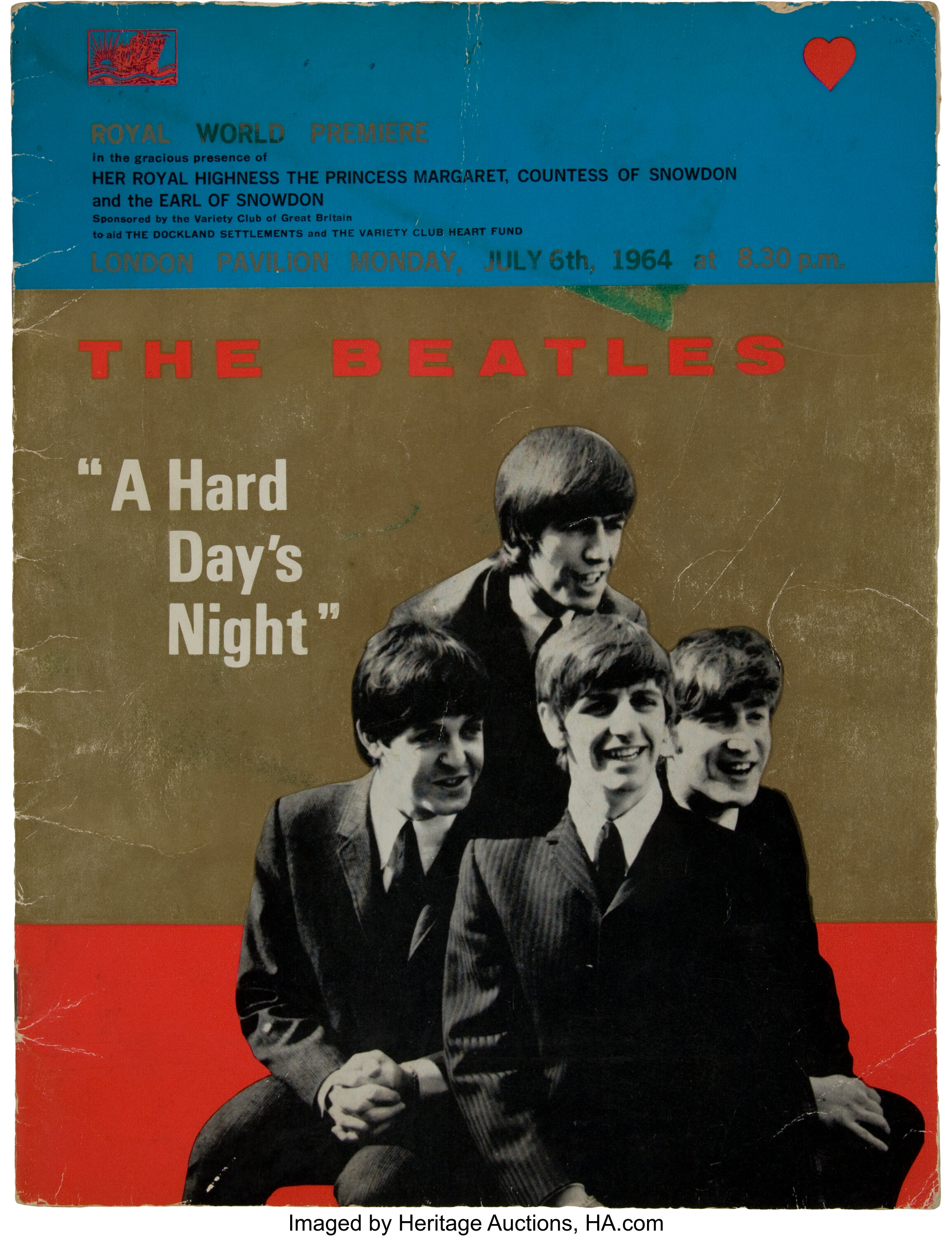 Beatles A Hard Day S Night Royal World Premiere Program London Lot 461 Heritage Auctions