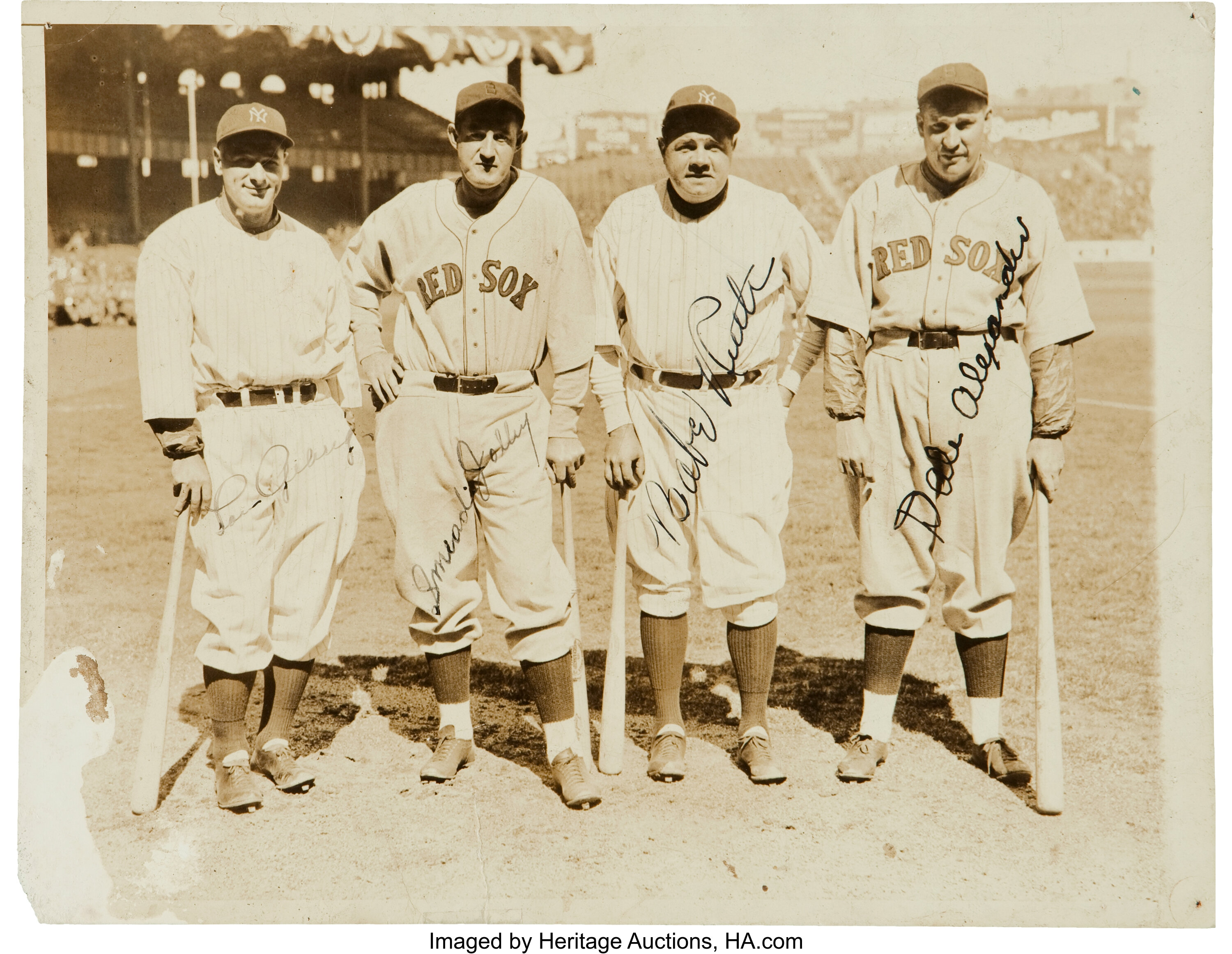 New York Yankees Babe Ruth & Lou Gehrig On Opening Day in 1933