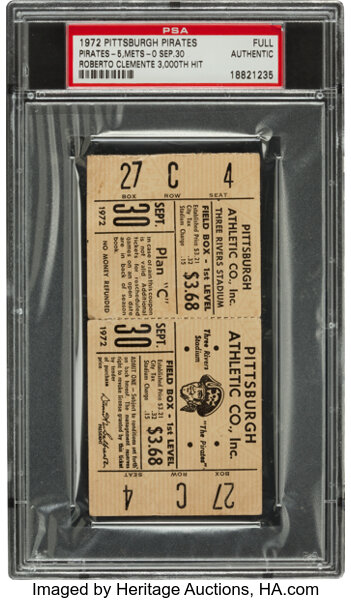 Lot Detail - 1972 Pittsburgh Pirates Ticket Stub Roberto Clemente
