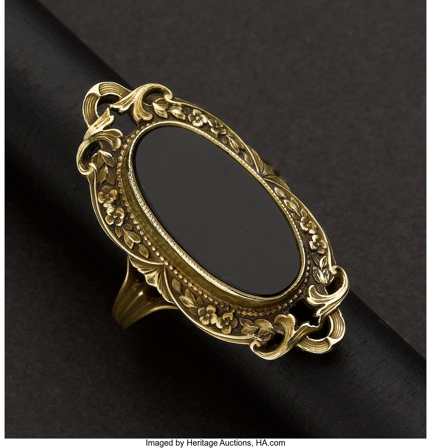 Antique Oval Black Onyx Gold Ring Estate Jewelry Rings Lot Heritage Auctions