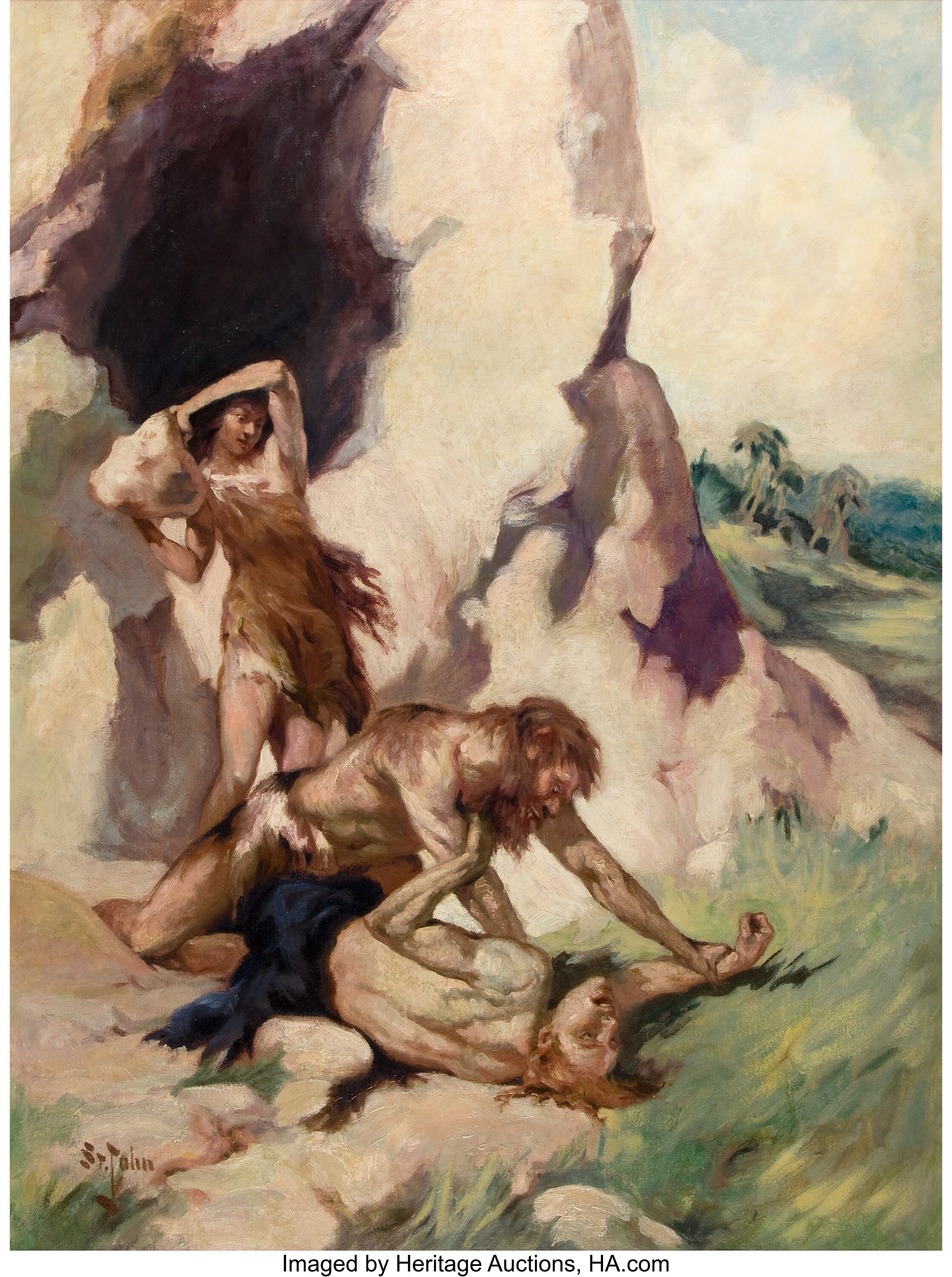 J. ALLEN ST JOHN (American, 1872-1957). The Cave Girl, book cover