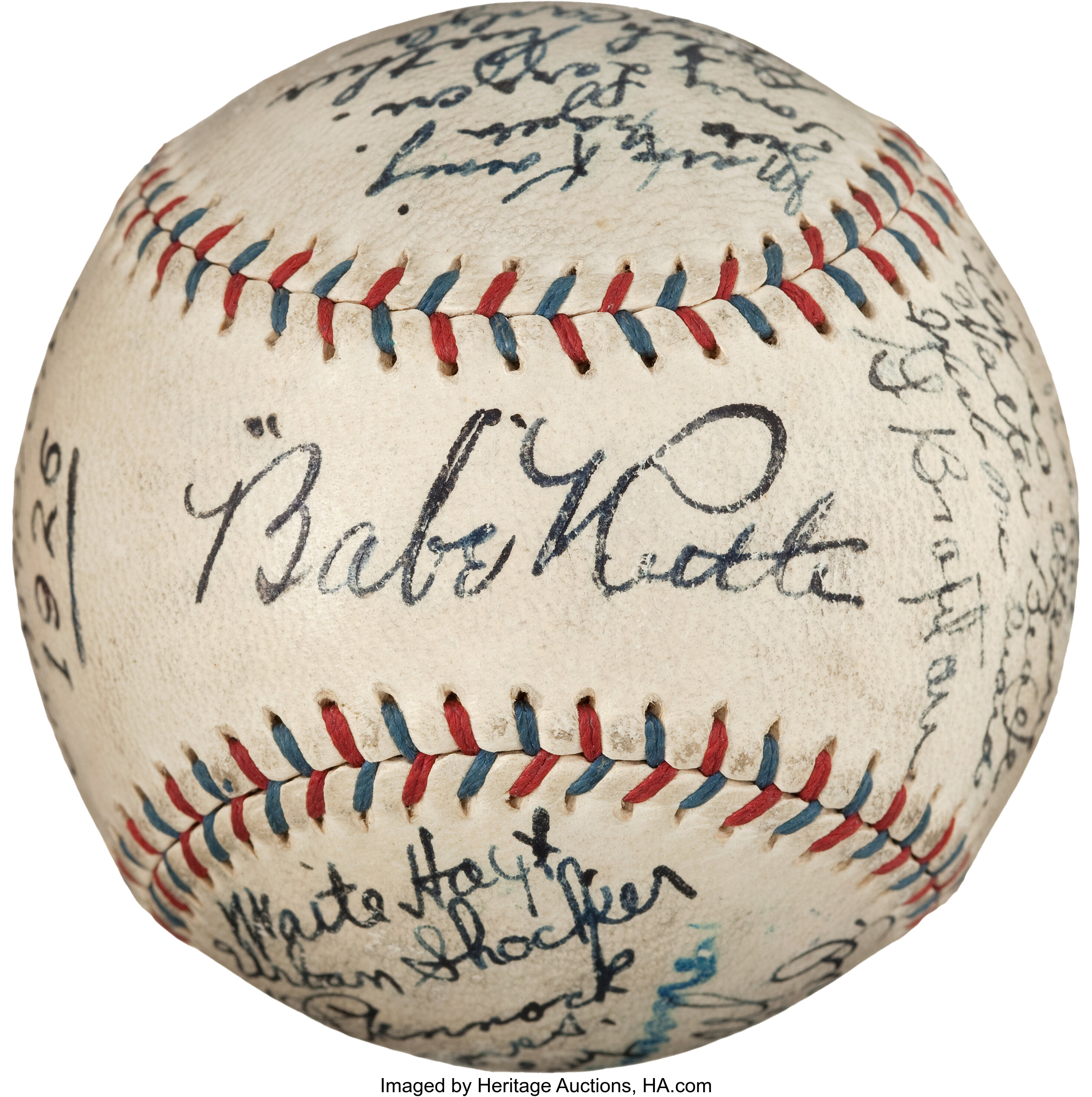1926 New York Yankees Team Signed Baseball from The Lou Gehrig