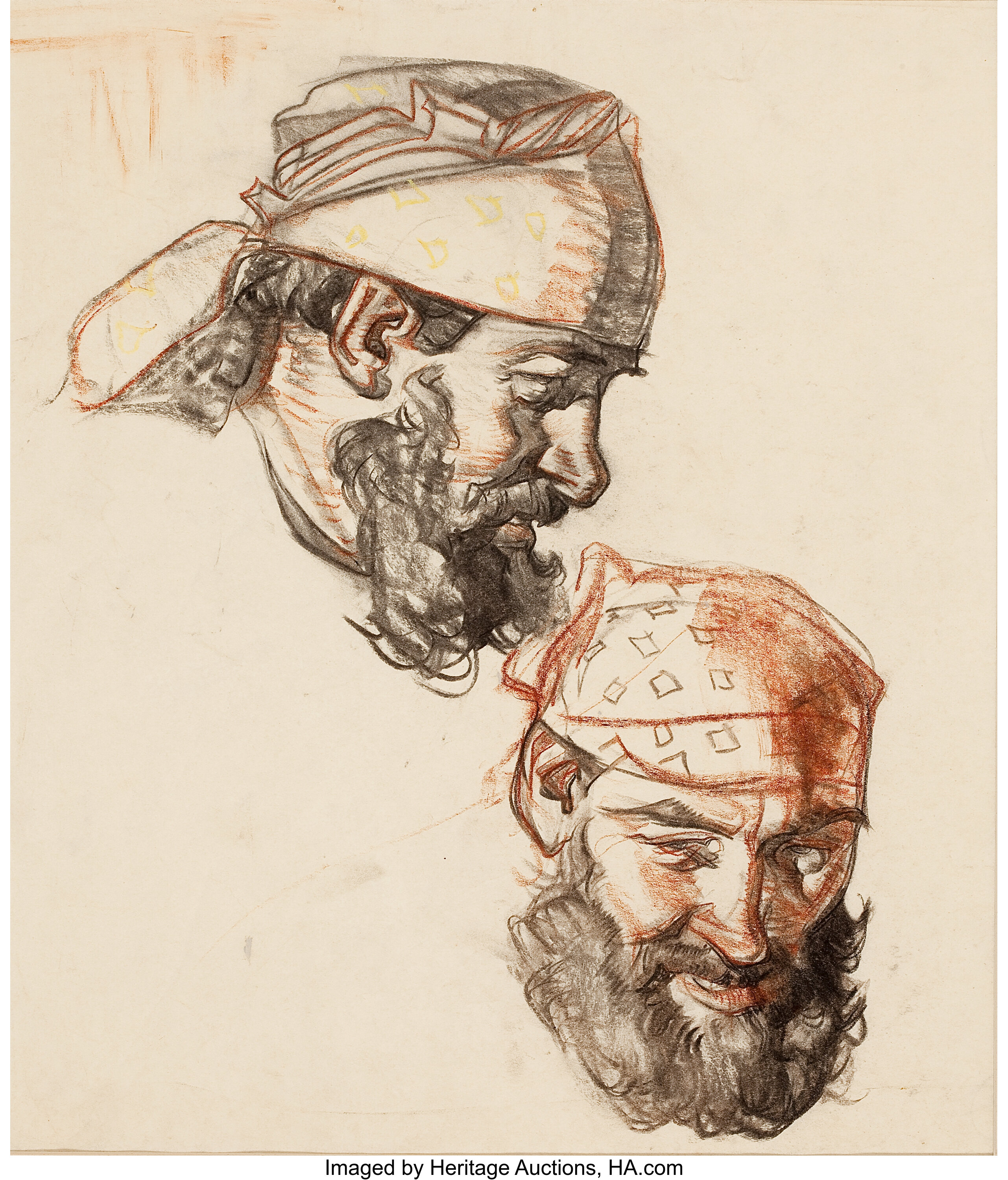 DEAN CORNWELL (American, 18921960). Two Portrait Sketches. Lot