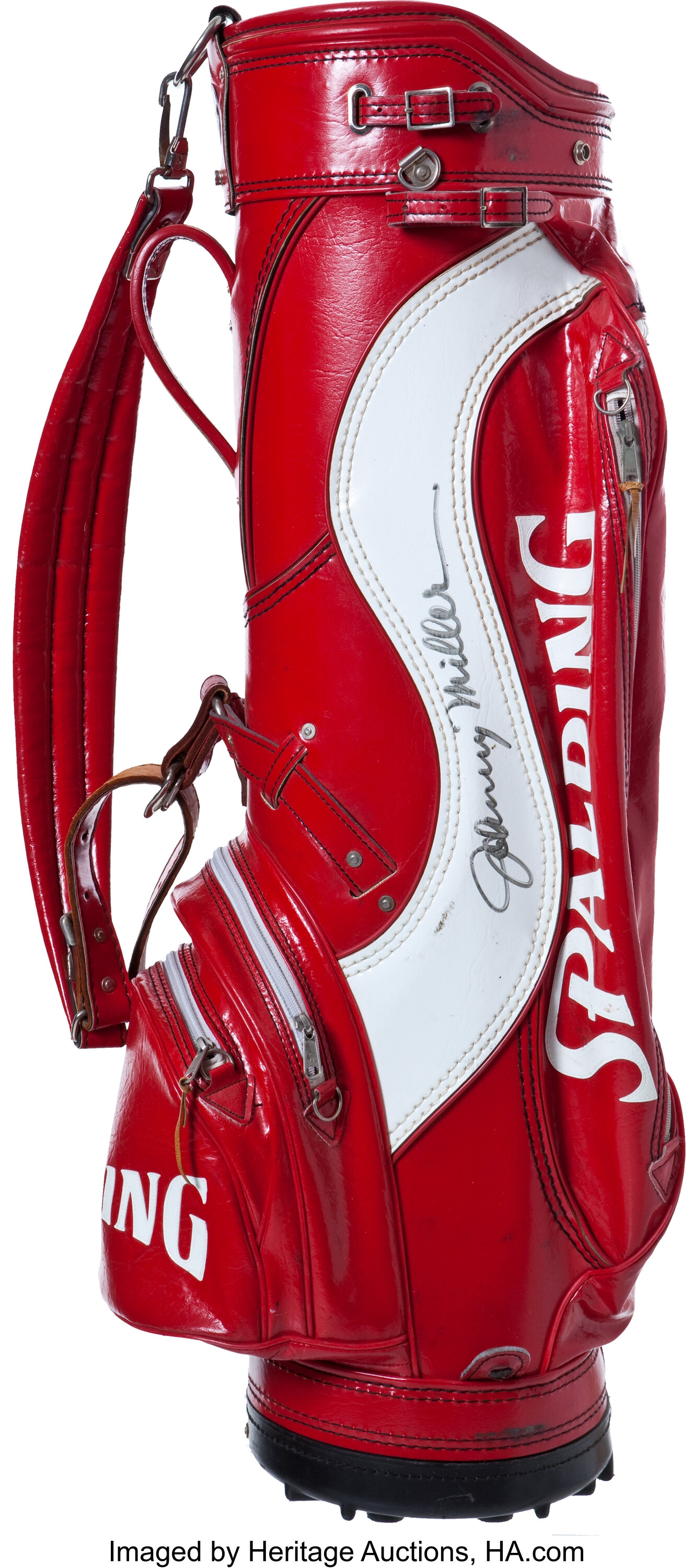 Johnny Miller Signed Leather Spalding Golf Bag.... Golf | Lot