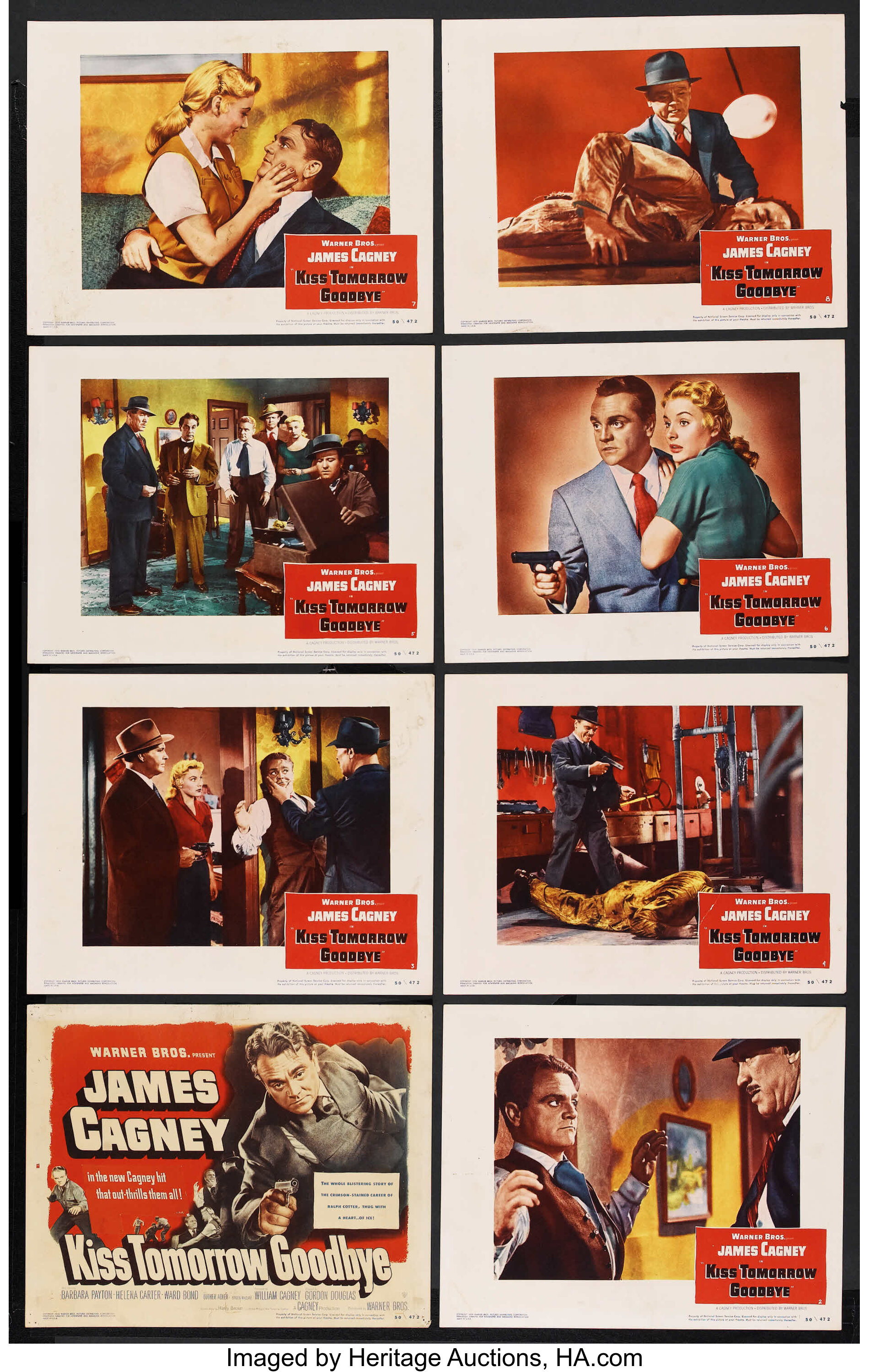 Kiss Tomorrow Goodbye (Warner Brothers, 1950). Lobby Card Set of 8 ...