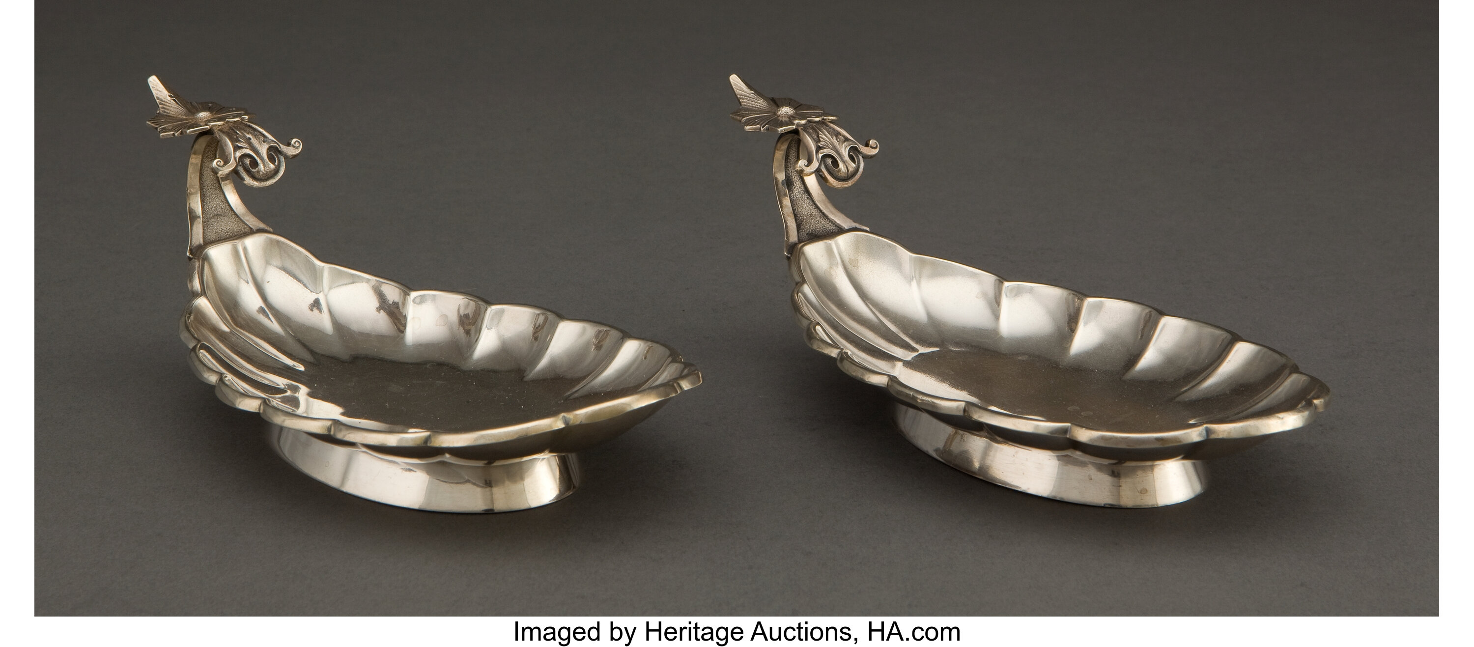 A PAIR OF WOOD & HUGHES SILVER ALMOND DISHES . Wood & Hughes, New | Lot ...