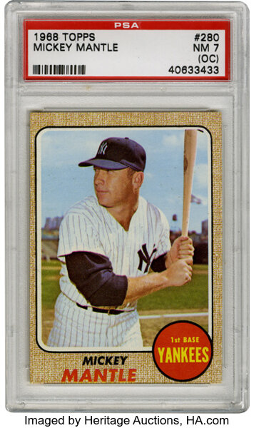 Topps 1968 Baseball Poster, Mickey Mantle Vintage, Original #18 of 24 VG