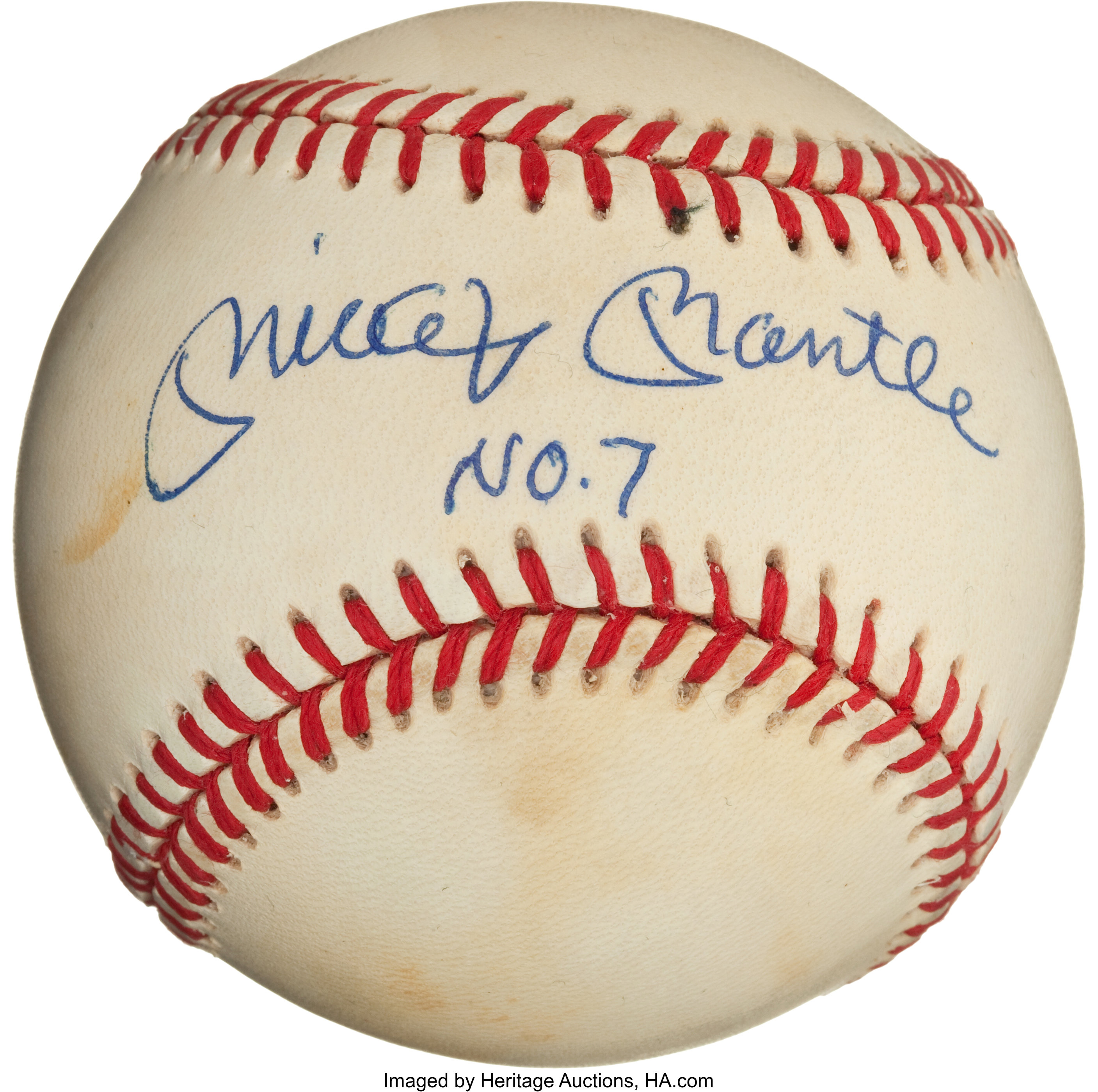 Mickey Mantle No. 7 Single Signed Baseball - Upper Deck, Lot #43107