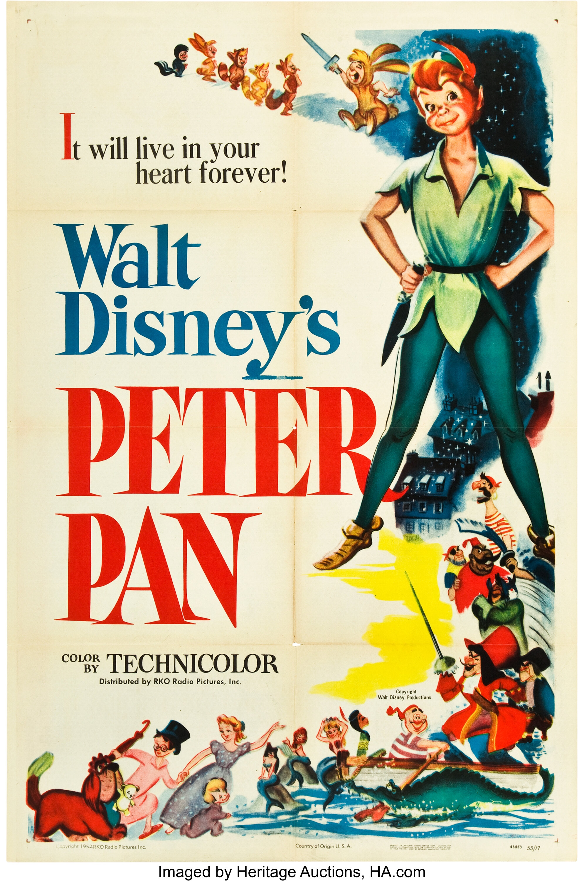 Peter Pan (RKO, 1953). One Sheet (27