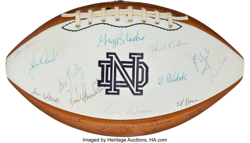 1975 Notre Dame Fighting Irish Signed Football Joe Montana & Rudy