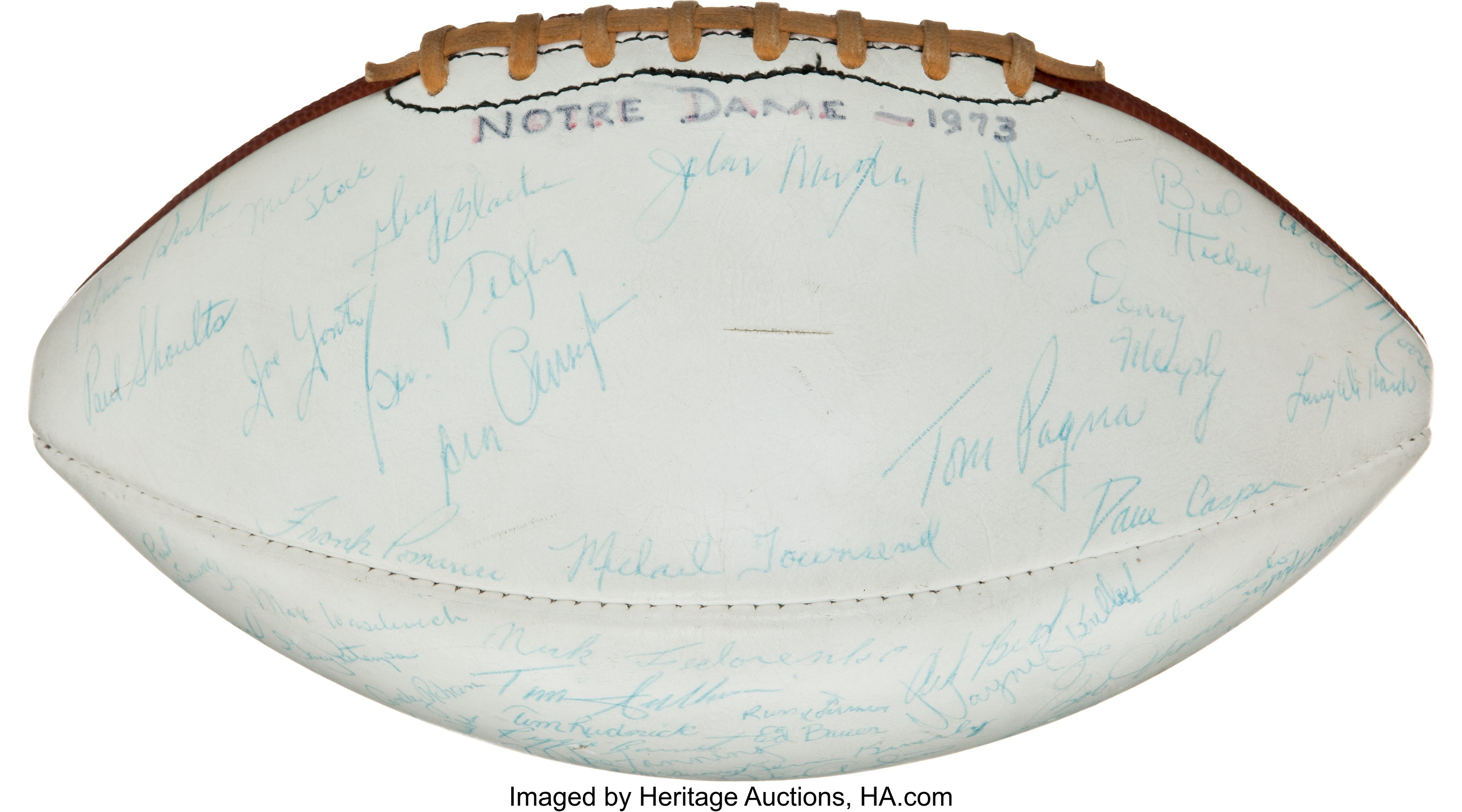 1973 Notre Dame Fighting Irish Team Signed Football Championship Lot 81500 Heritage Auctions