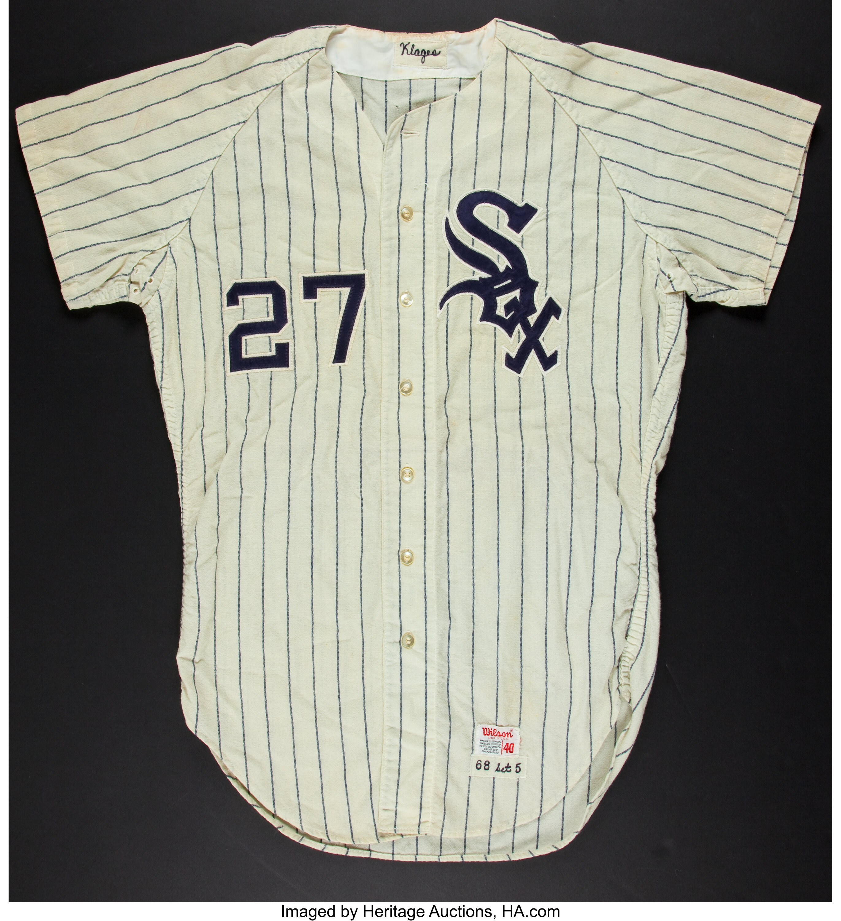 1968 Fred Klages Game Worn White Sox Flannel Jersey. Baseball