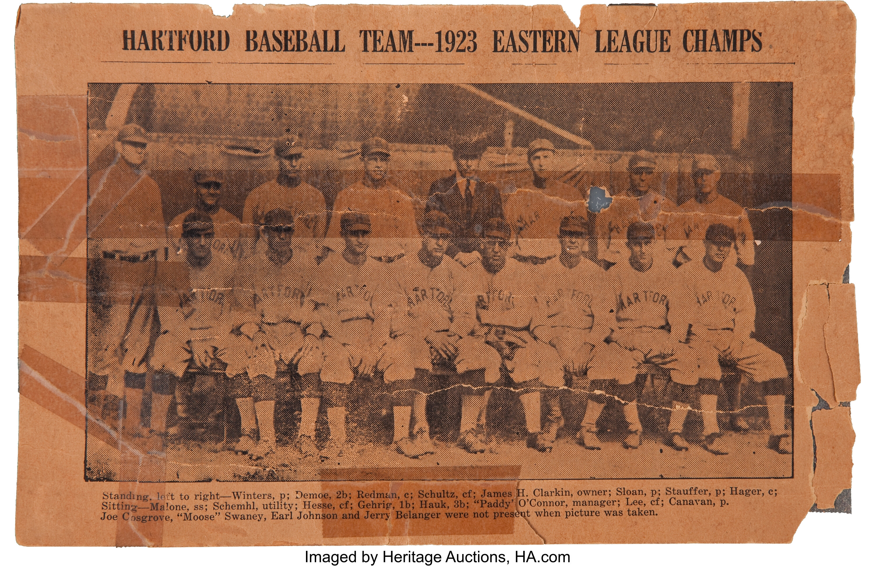 Store 1923 Lou Gehrig Hartford Club Team Photo