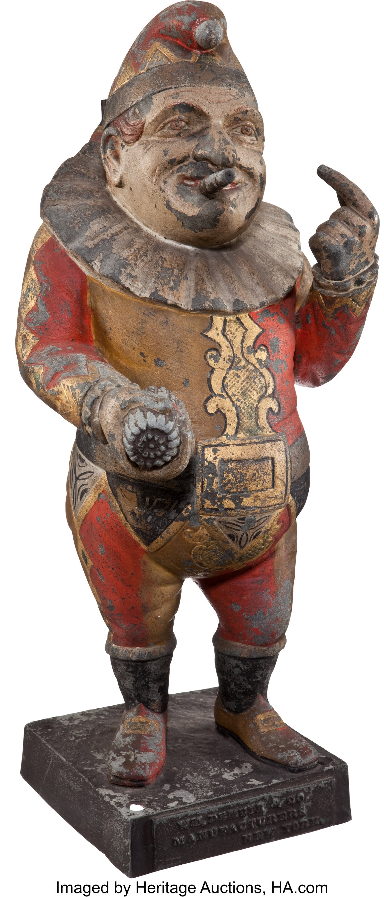 A CARVED AND POLYCHROME PAINT-DECORATED CIGAR STORE FIGURE OF 'PUNCH