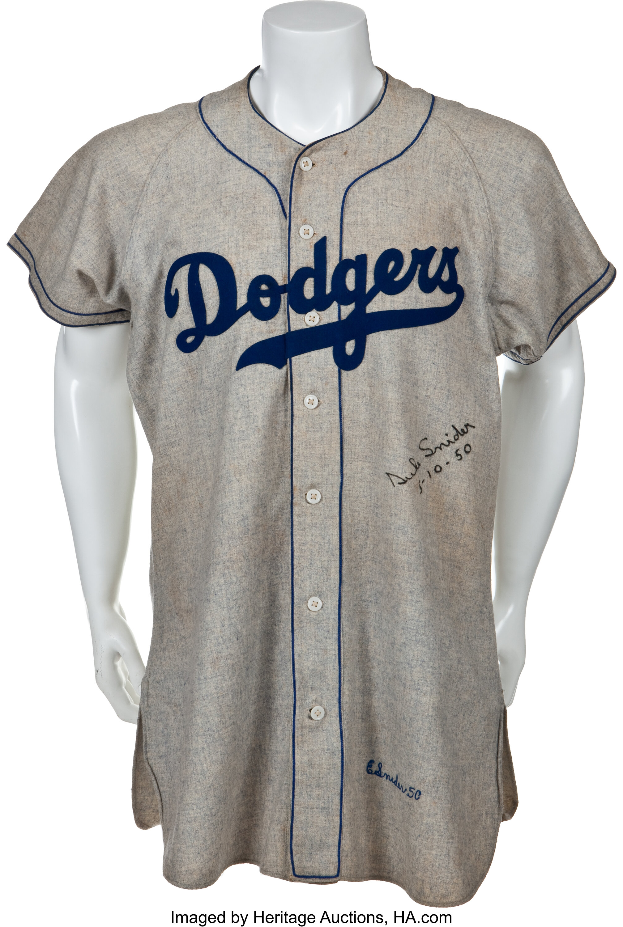 1950 Duke Snider Game Worn Brooklyn Dodgers Jersey. Baseball
