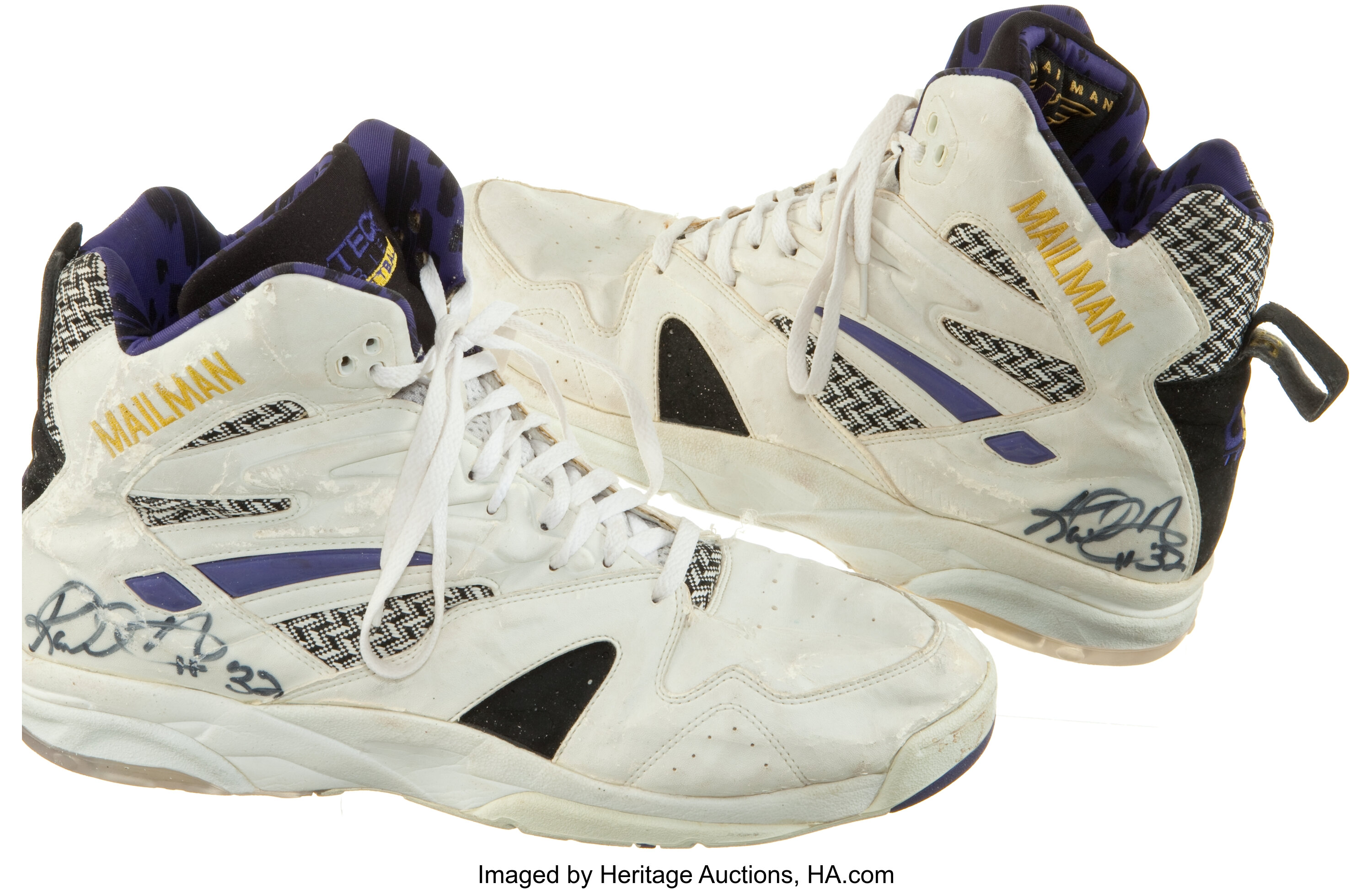 1990's Karl Malone Game Worn, Signed Shoes.... Basketball | Lot #42121 |  Heritage Auctions