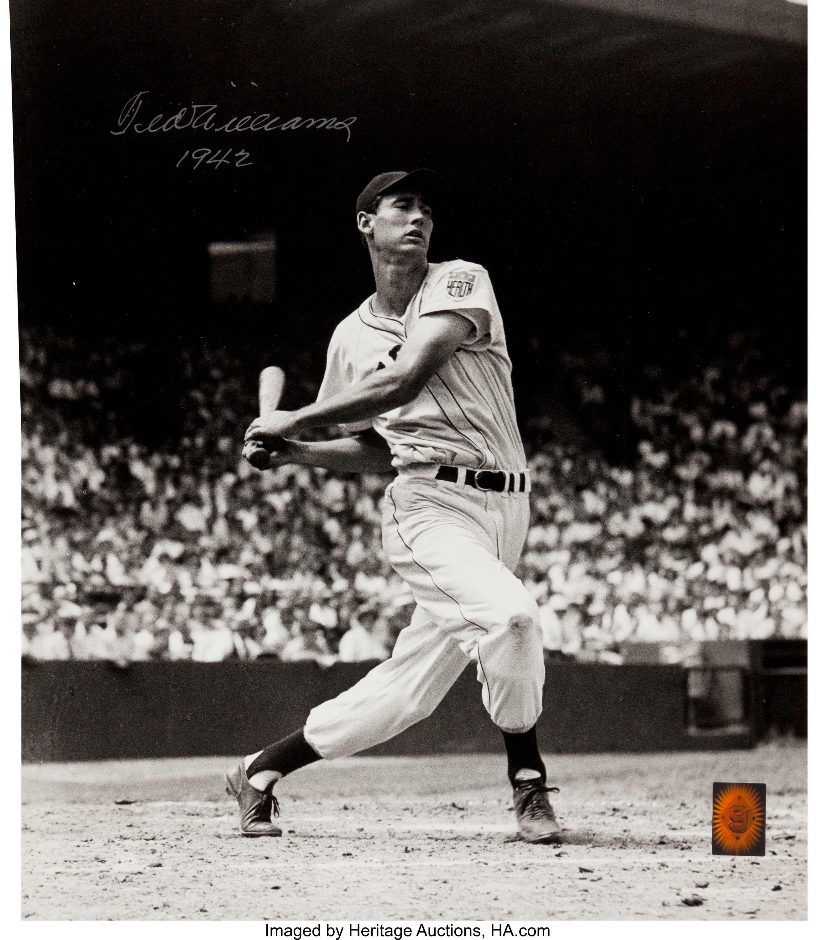 Ted Williams 1942 Signed Oversized Photograph. Baseball