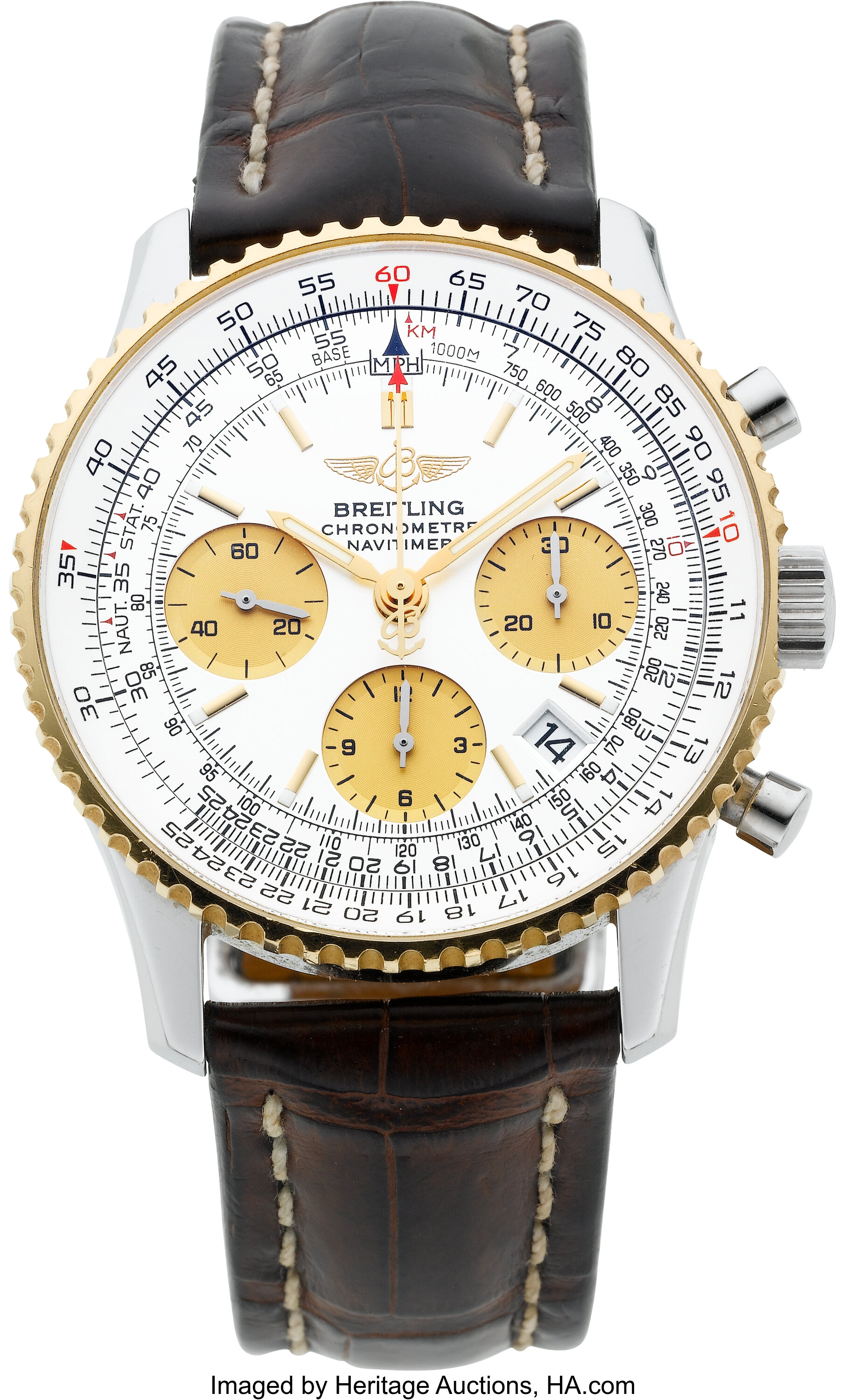 Breitling Chronometre Navitimer Steel & Gold Automatic Chronograph ...