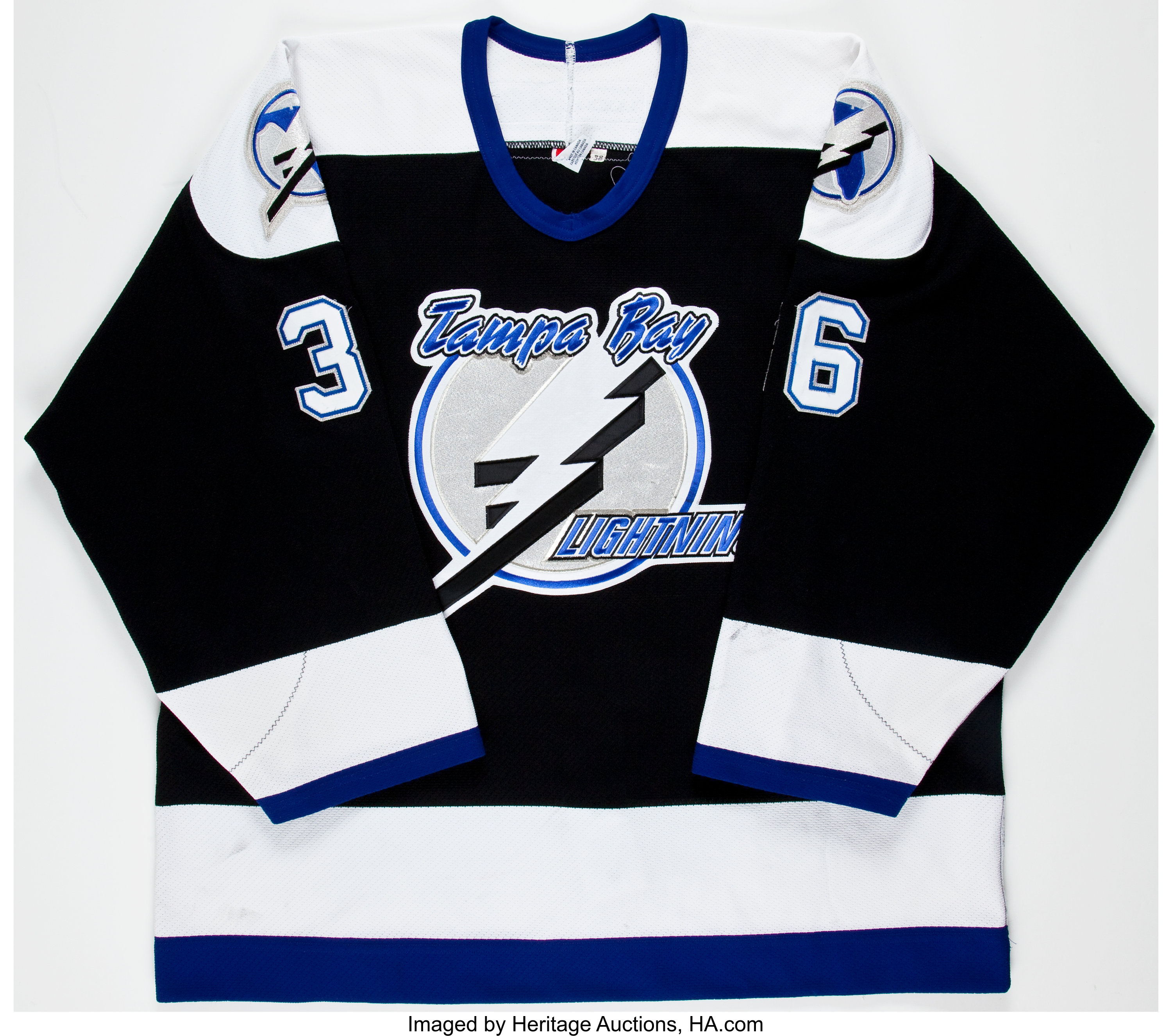 2002-03 Andre Roy Game Worn Tampa Bay Lightning Jersey. Hockey