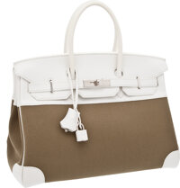 Hermes Club Birkin 35 White/gris Perle/sanguine Bag Auction