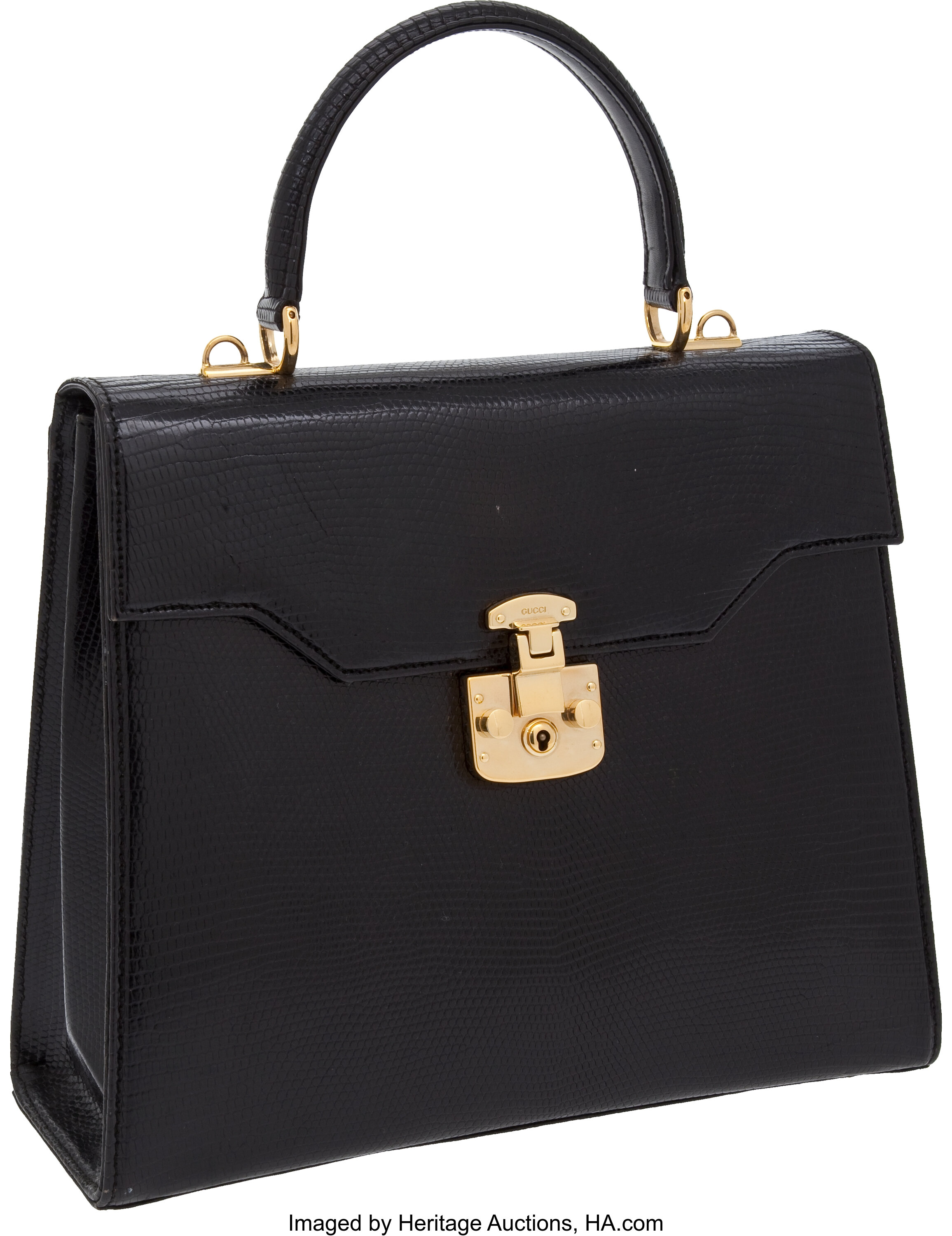 Vintage Gucci 1960s Black Leather Kelly Hand Bag at 1stDibs