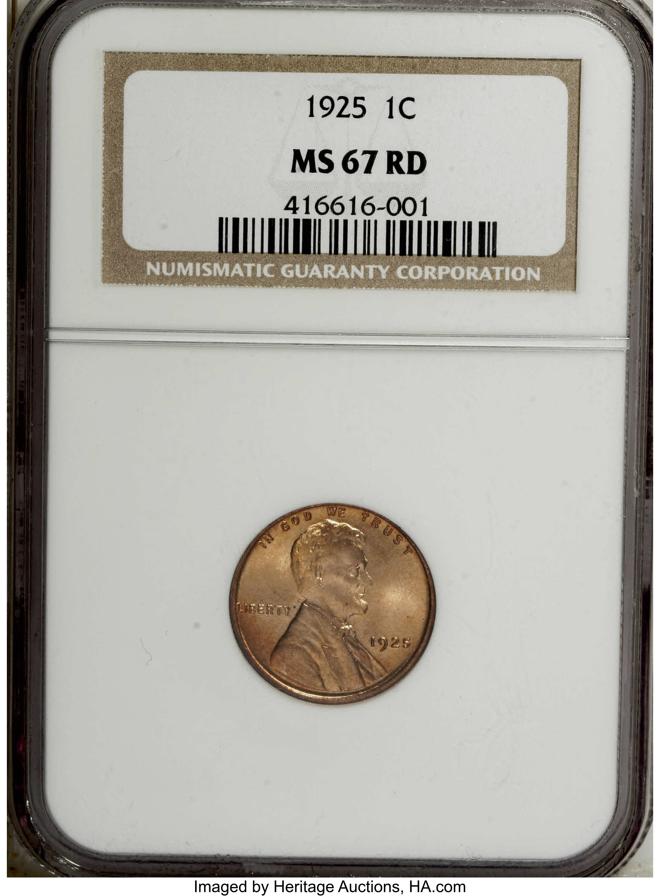 1925 1C MS67 Red NGC. Very attractive coppery-gold patina embraces ...